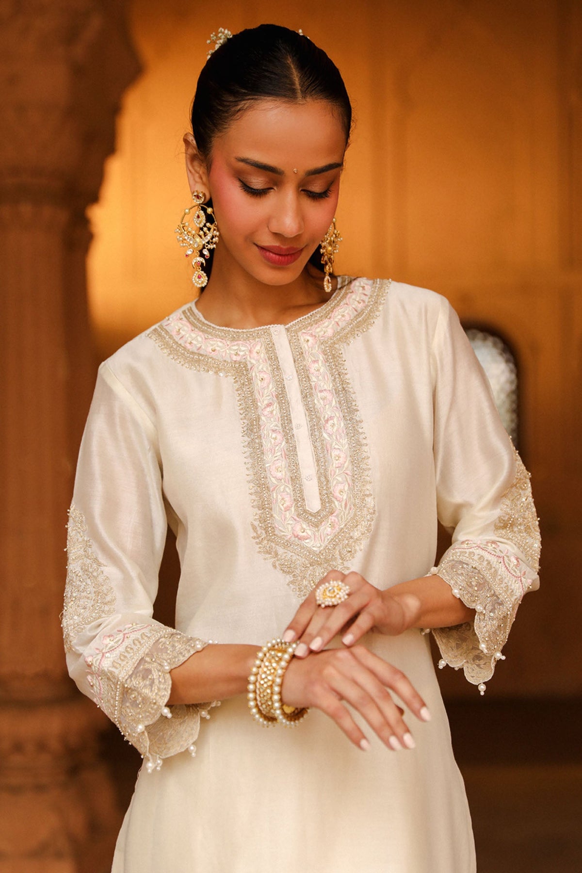 Anika- Daisy Ivory kurta with Dhoti