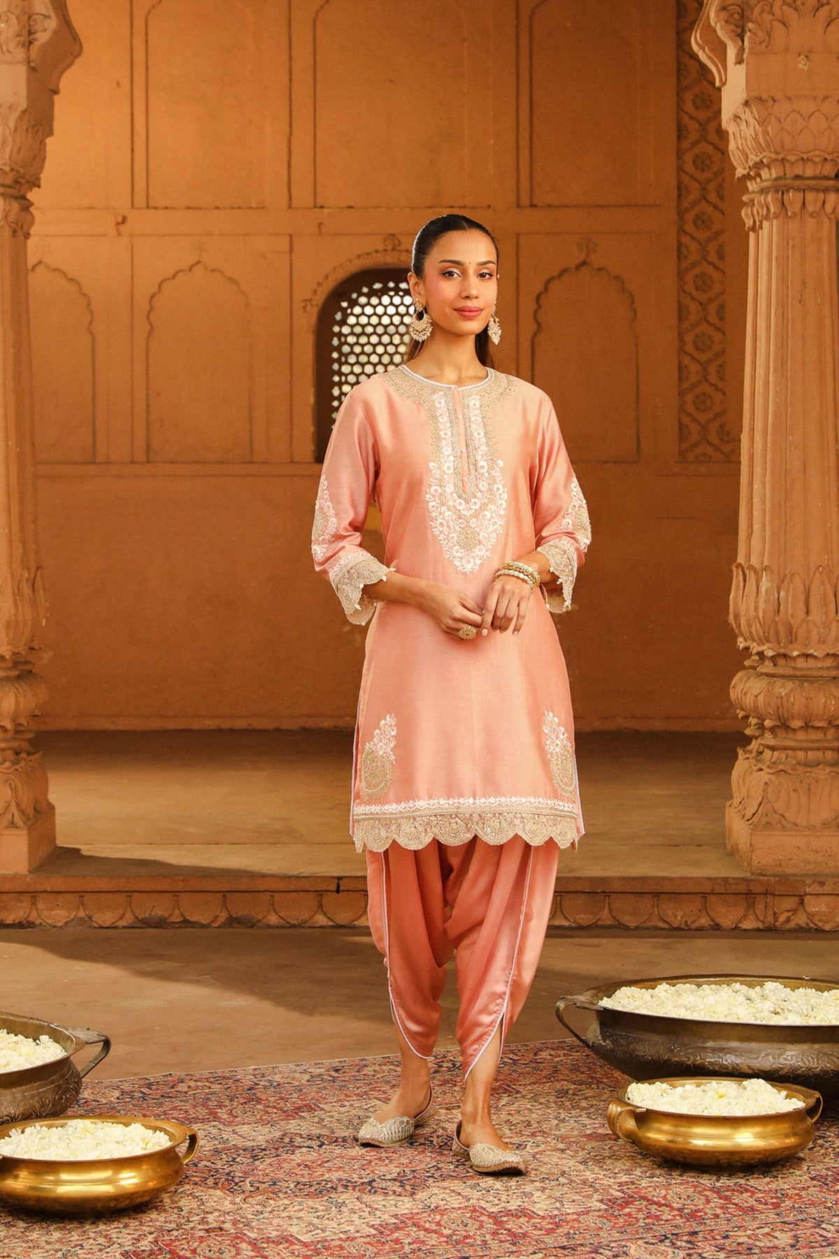 Ernika - Off Rose Kurta with dhoti