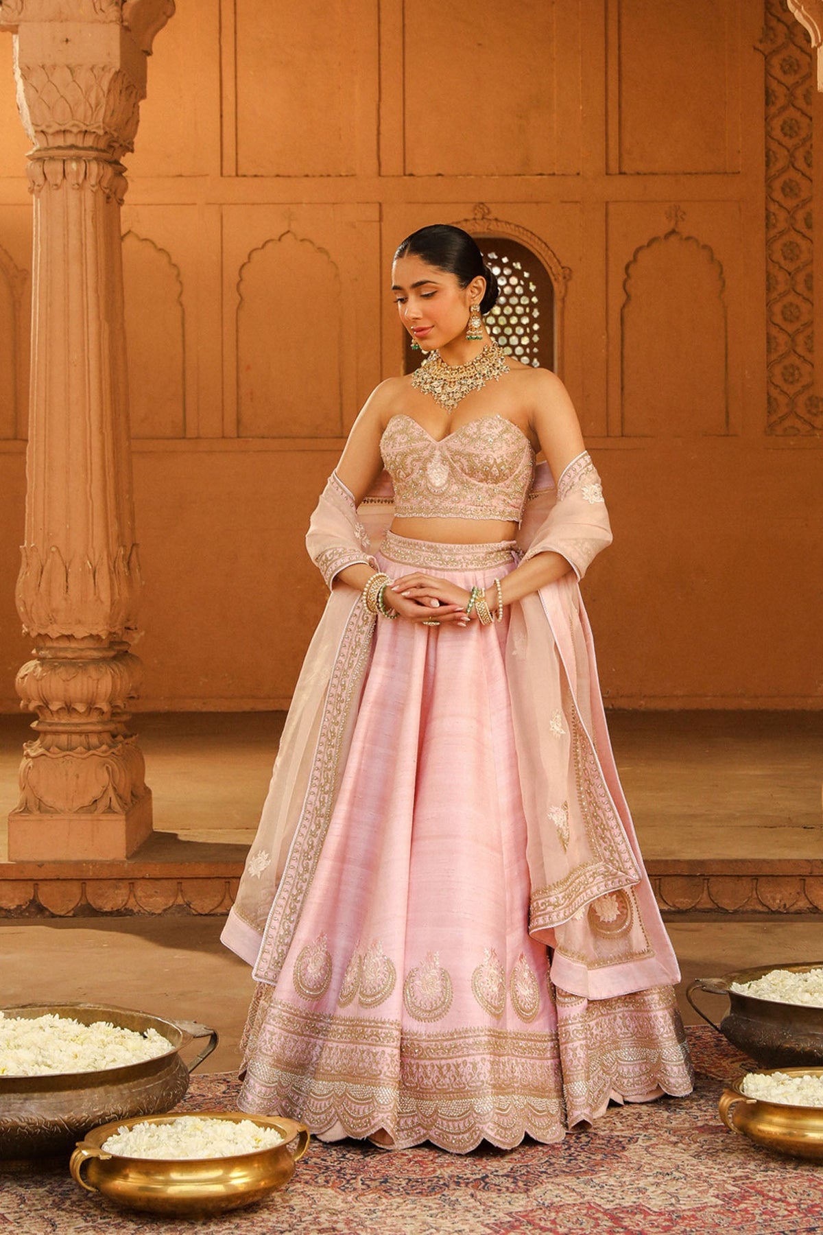 Razana - Blush Pink Lehenga Set with Dupatta