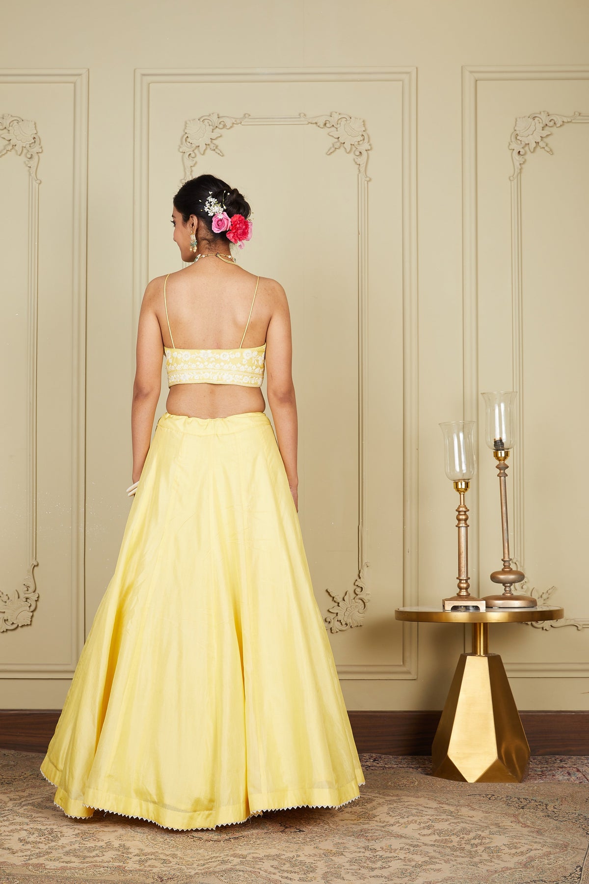 Samrina - Lemon Yellow Lehenga with blouse and dupatta