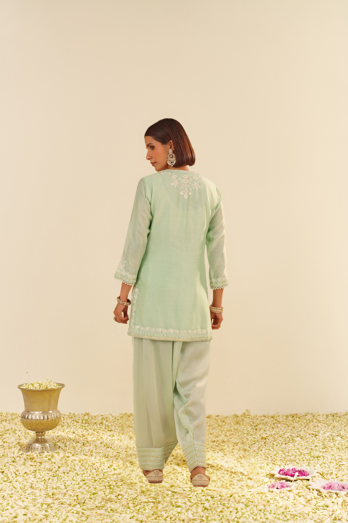 Haniya - Mint Green Short Kurta With Salwar
