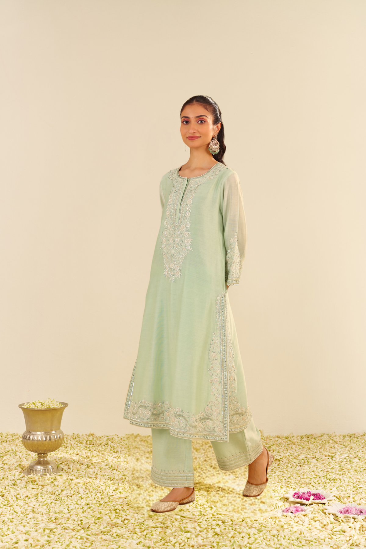Sereen - Mint Green A-Line Kurta With Palazzo