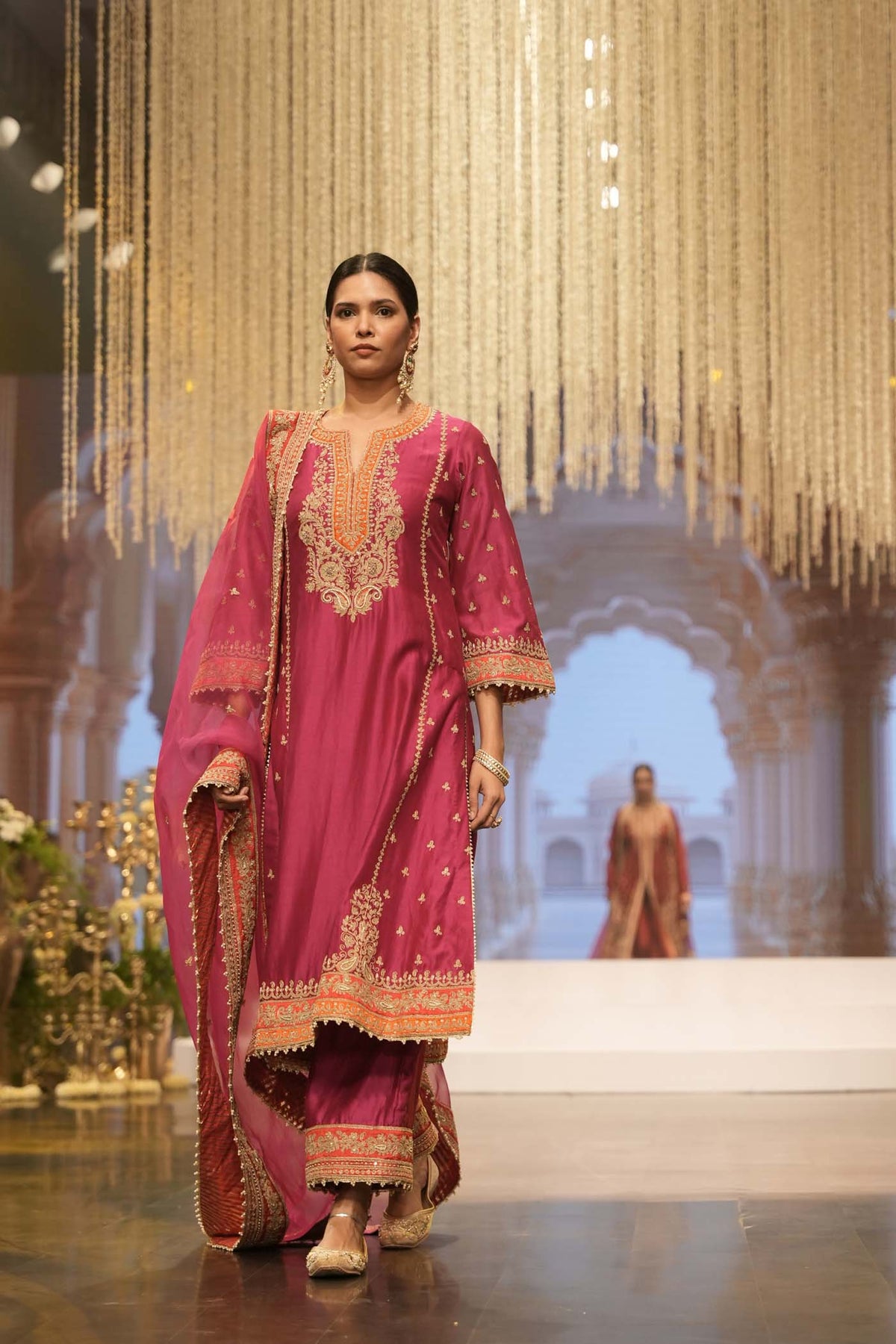 Shweta Sachdev In Aamish - Rani Hotpink Long A-line Kurta with Palazzo