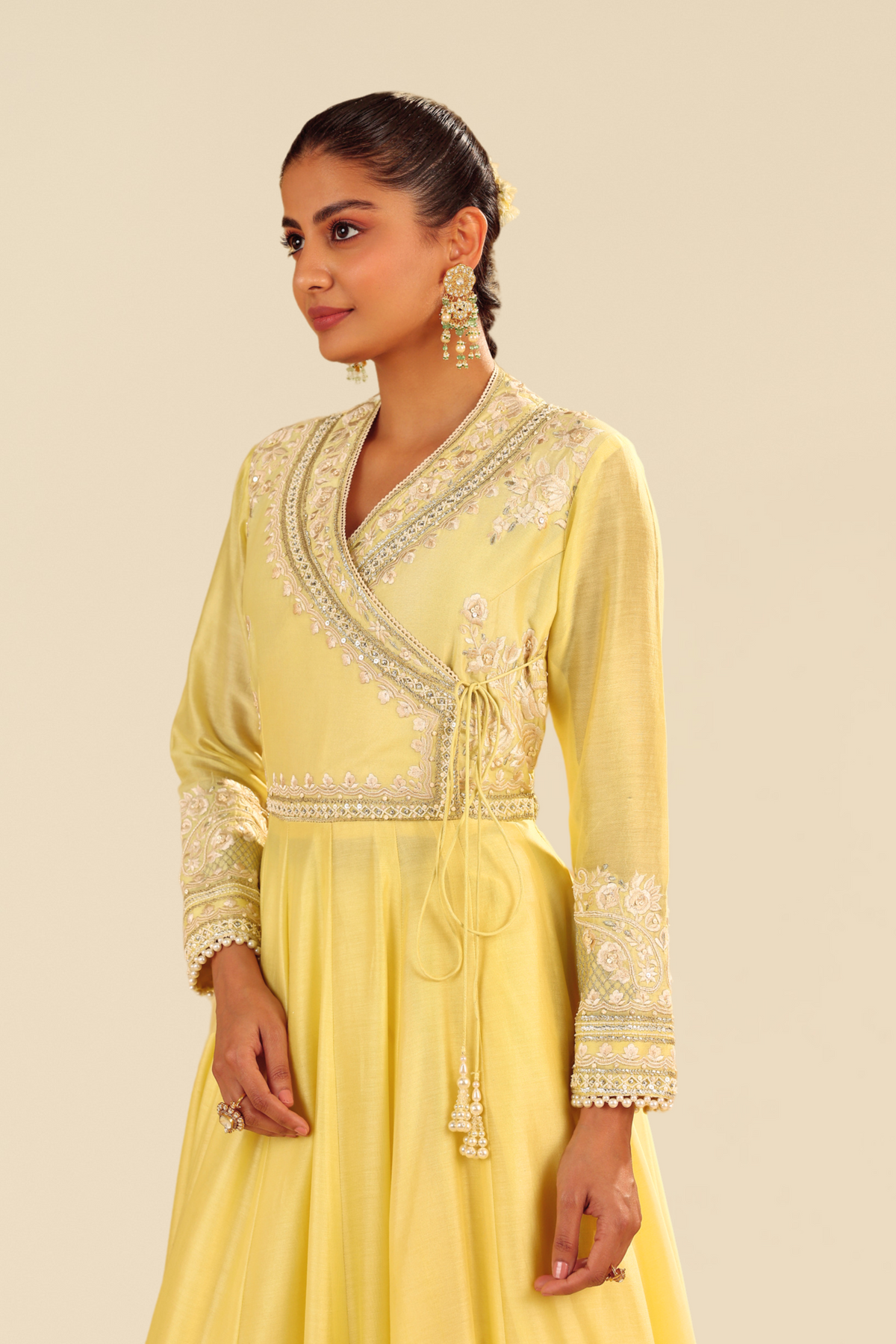 Ameena - Lemon Yellow Long Anarkali With Skirt
