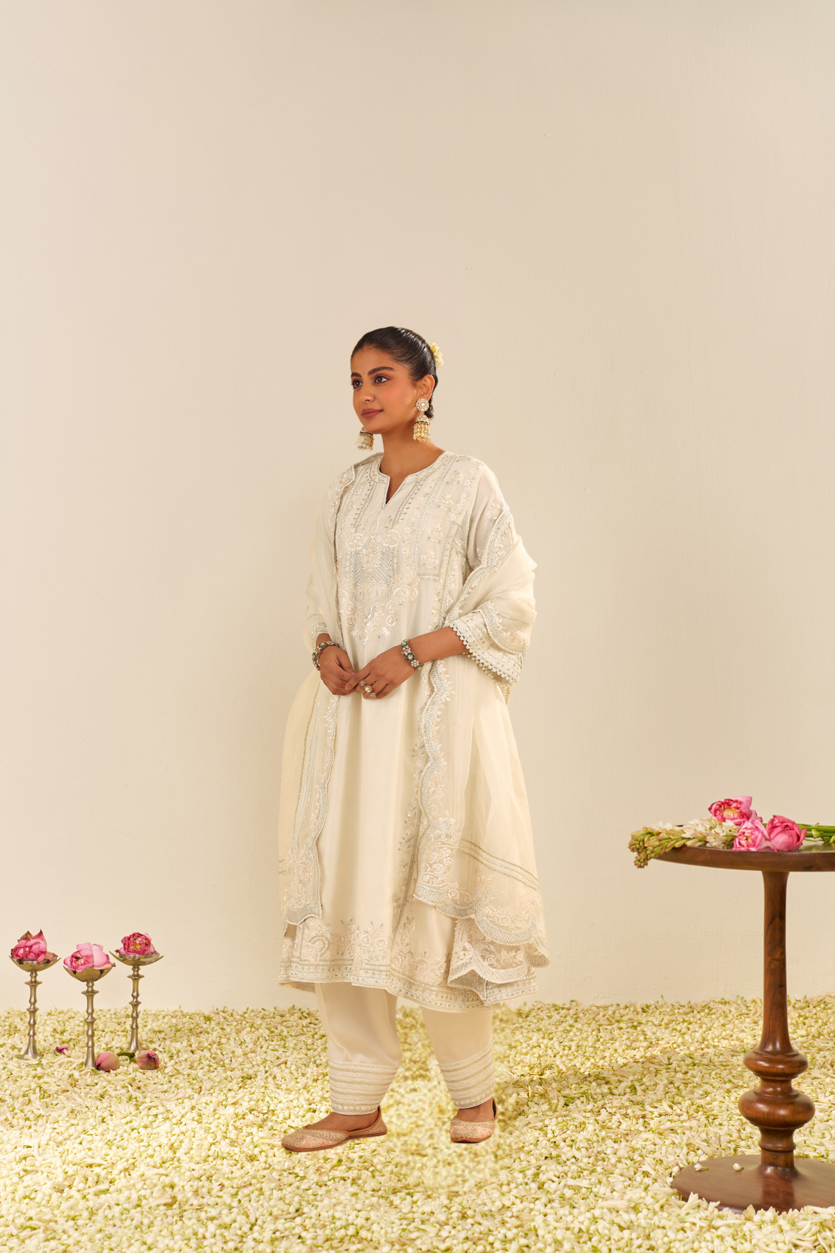 Maziya - Daisy Ivory Long Chauga With Salwar
