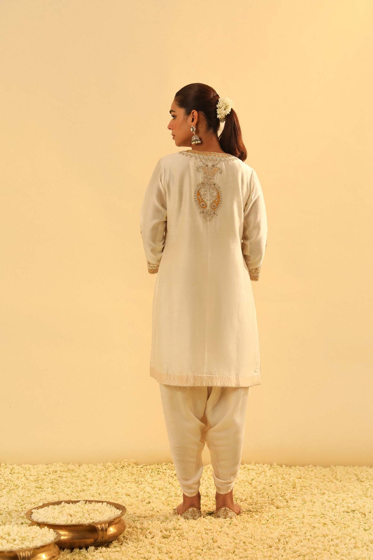 Aashna - Daisy Ivory Short Kurta with Dhoti
