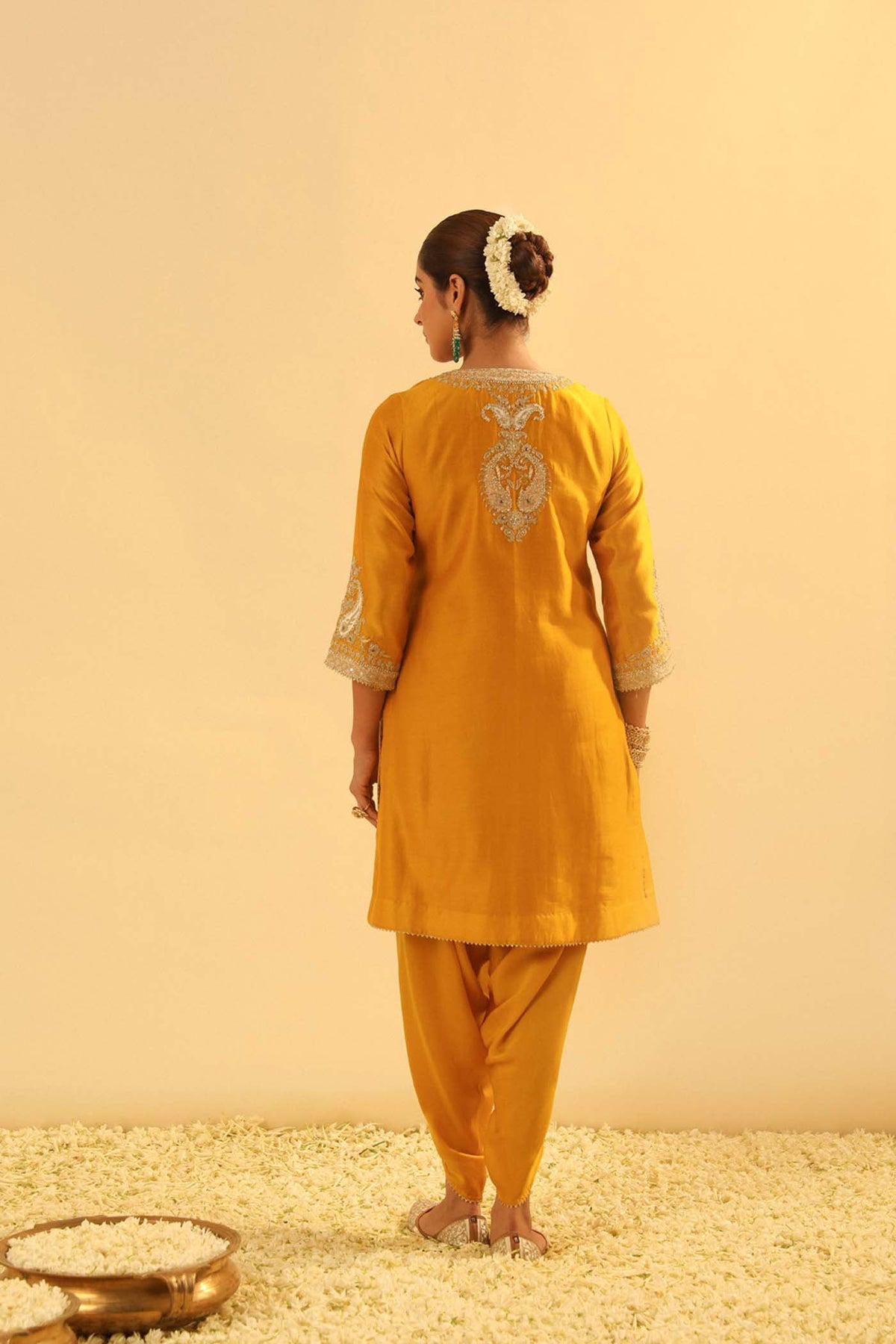 Aashna - Heirloom Mustard Short Kurta with Dhoti