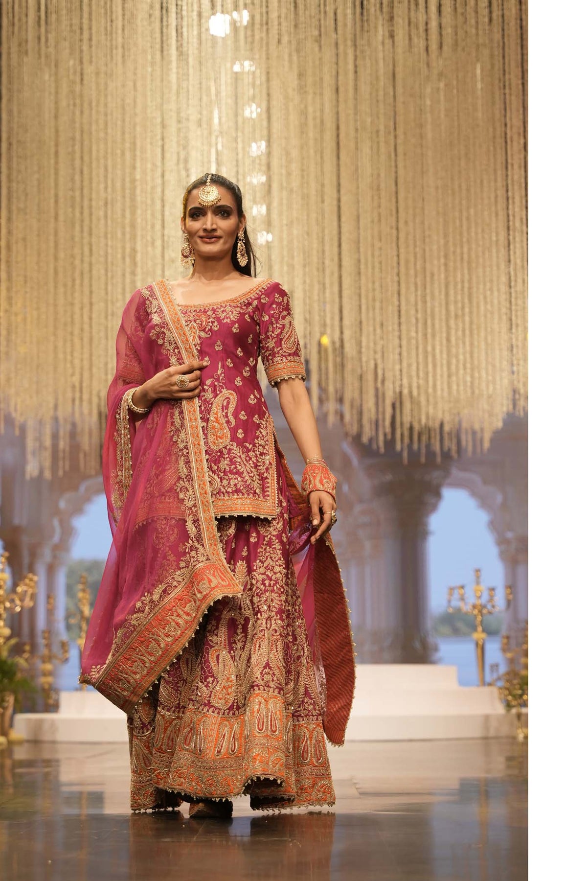 Ishwa - Rani Hotpink Kurta with Sharara