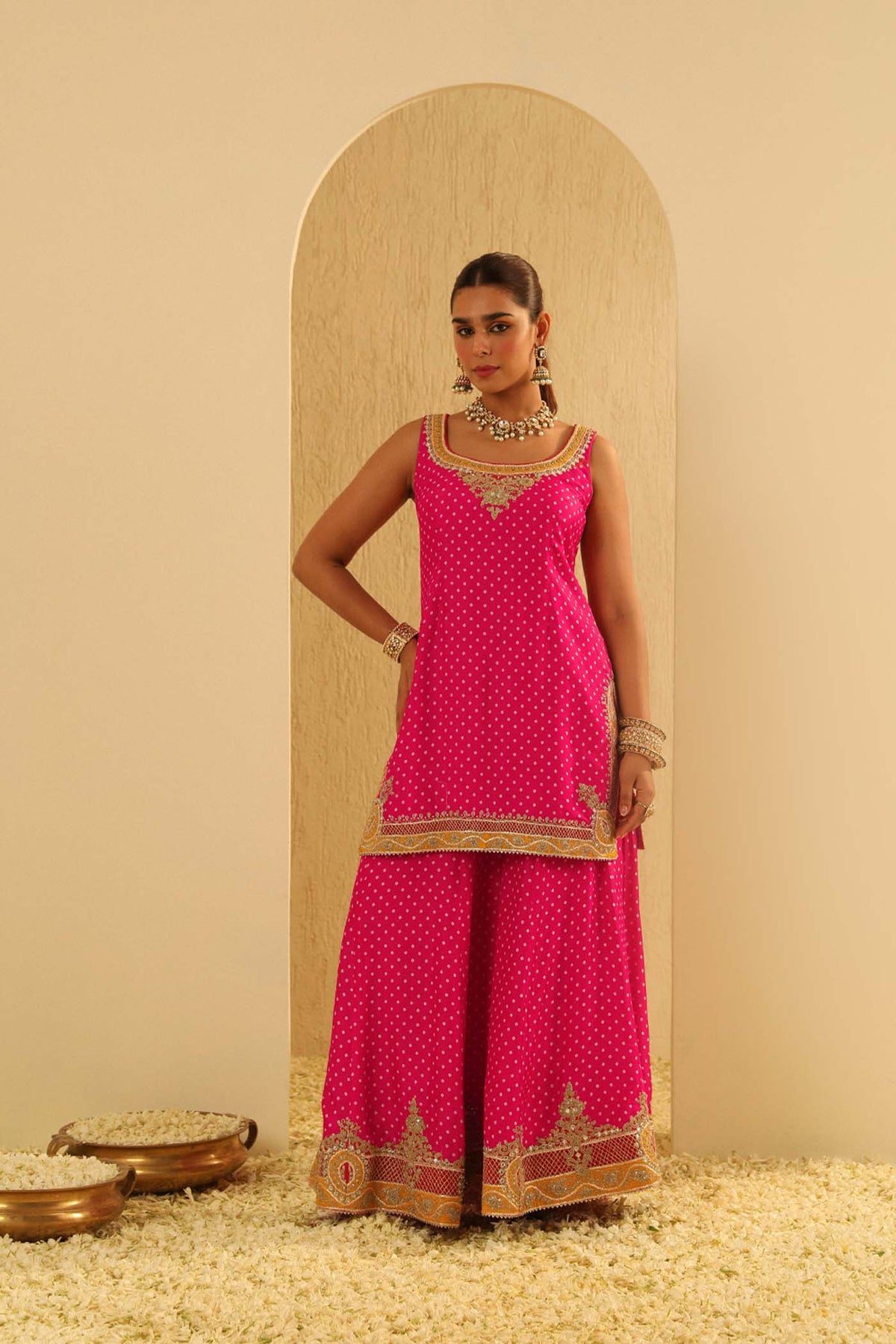 Tehreem - Rani Hotpink Kurta with Sharara and Dupatta