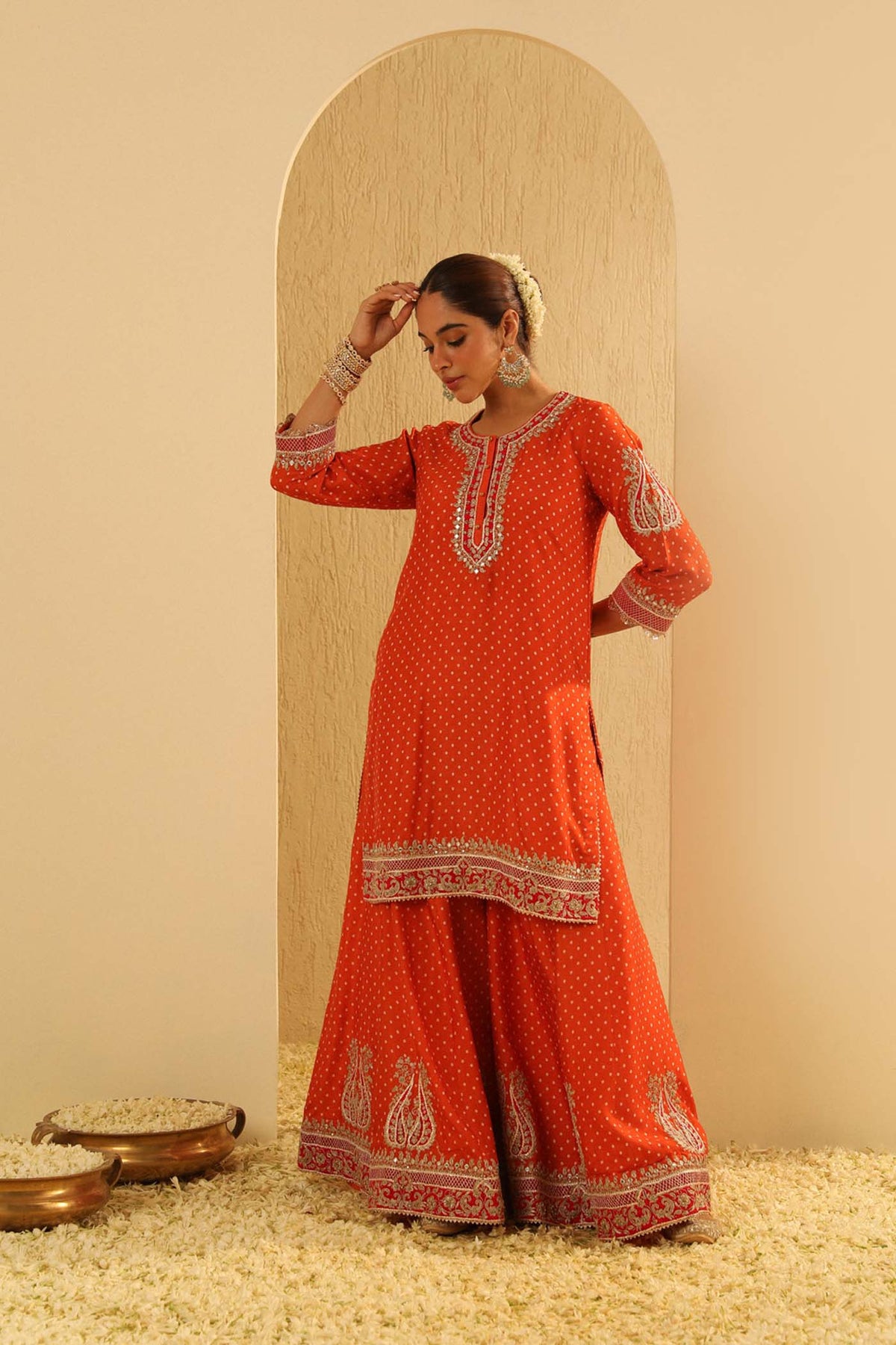 Hoorain - Orange Kurta with Sharara and Dupatta (Lxrts)