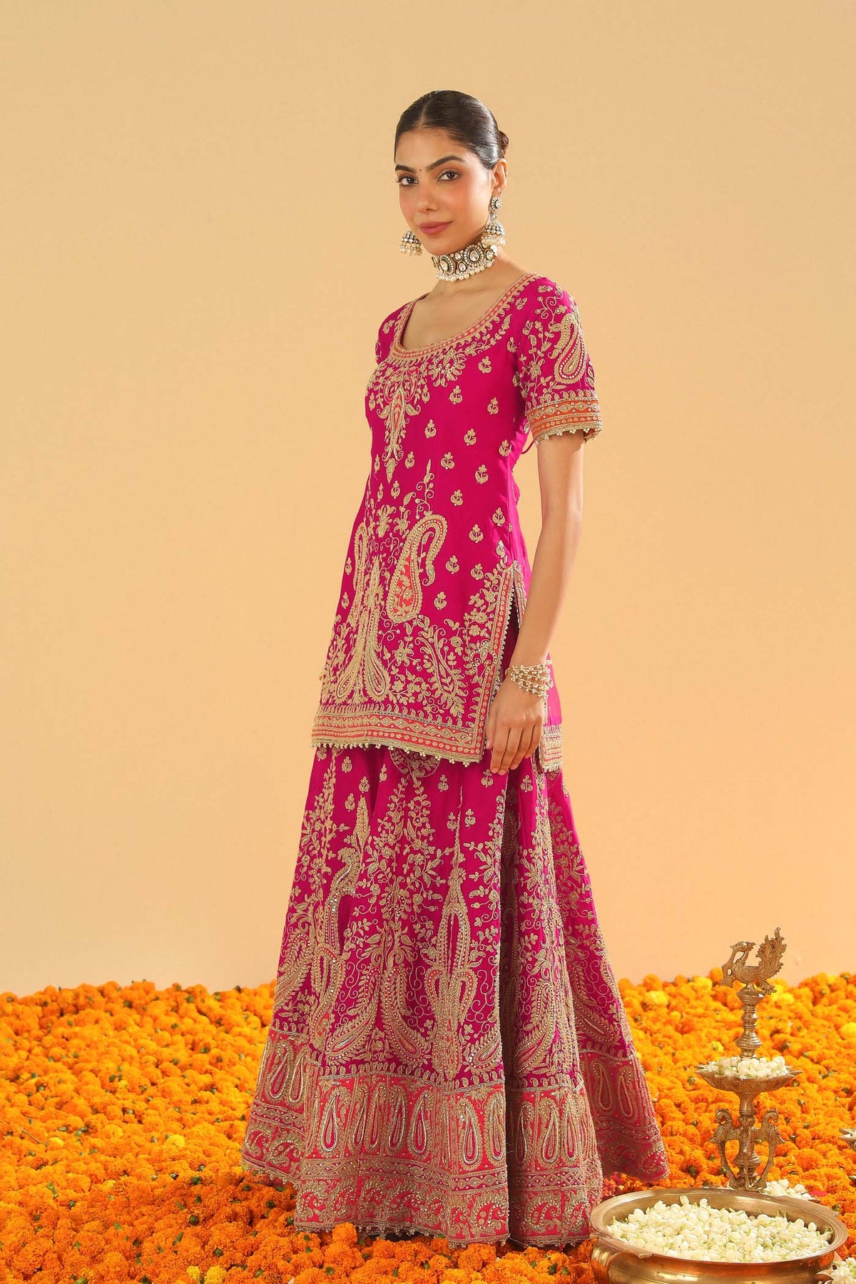 Mahi Vinod In Ishwa - Rani Hotpink Kurta with Sharara