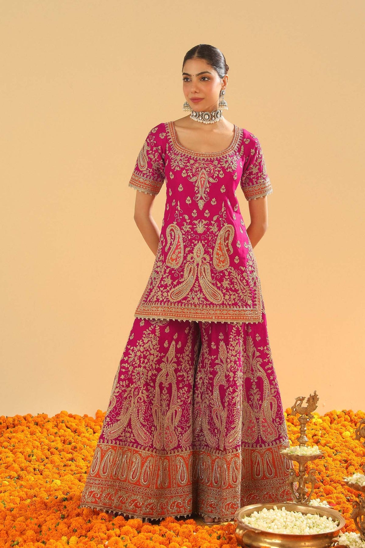 Mahi Vinod In Ishwa - Rani Hotpink Kurta with Sharara