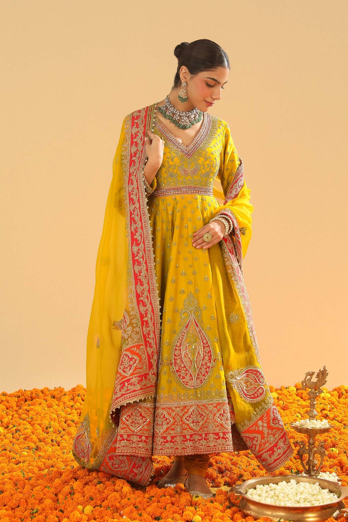 Shazia - Mustard Anarkaali with Chooridaar (Lxrts)