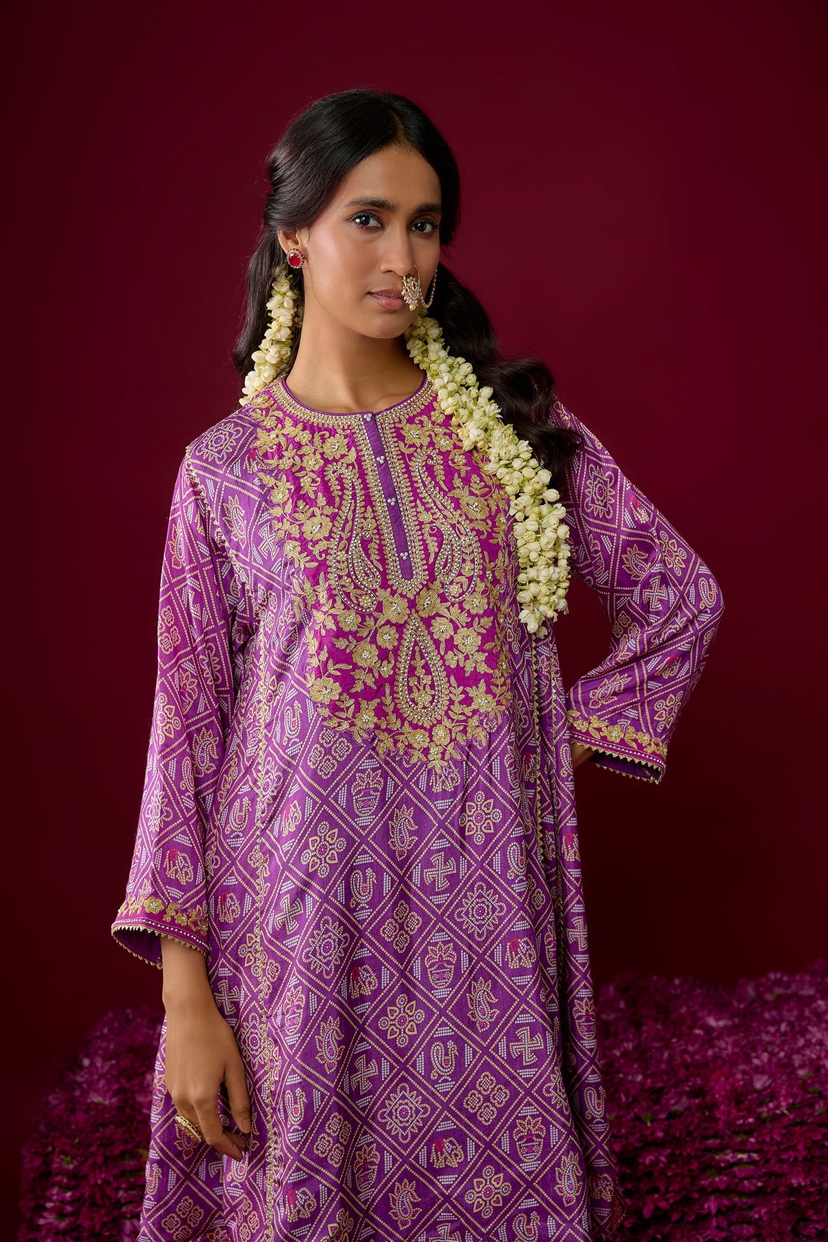 Nadia - Deep Purple Short Chauga With Salwar (RTS)