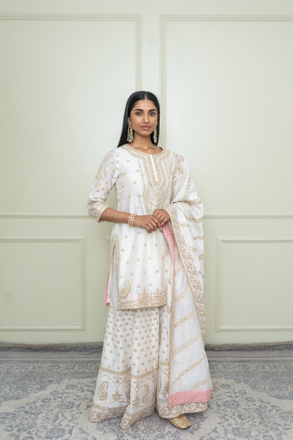 Shaima - Straight kurta with sharara and odhni