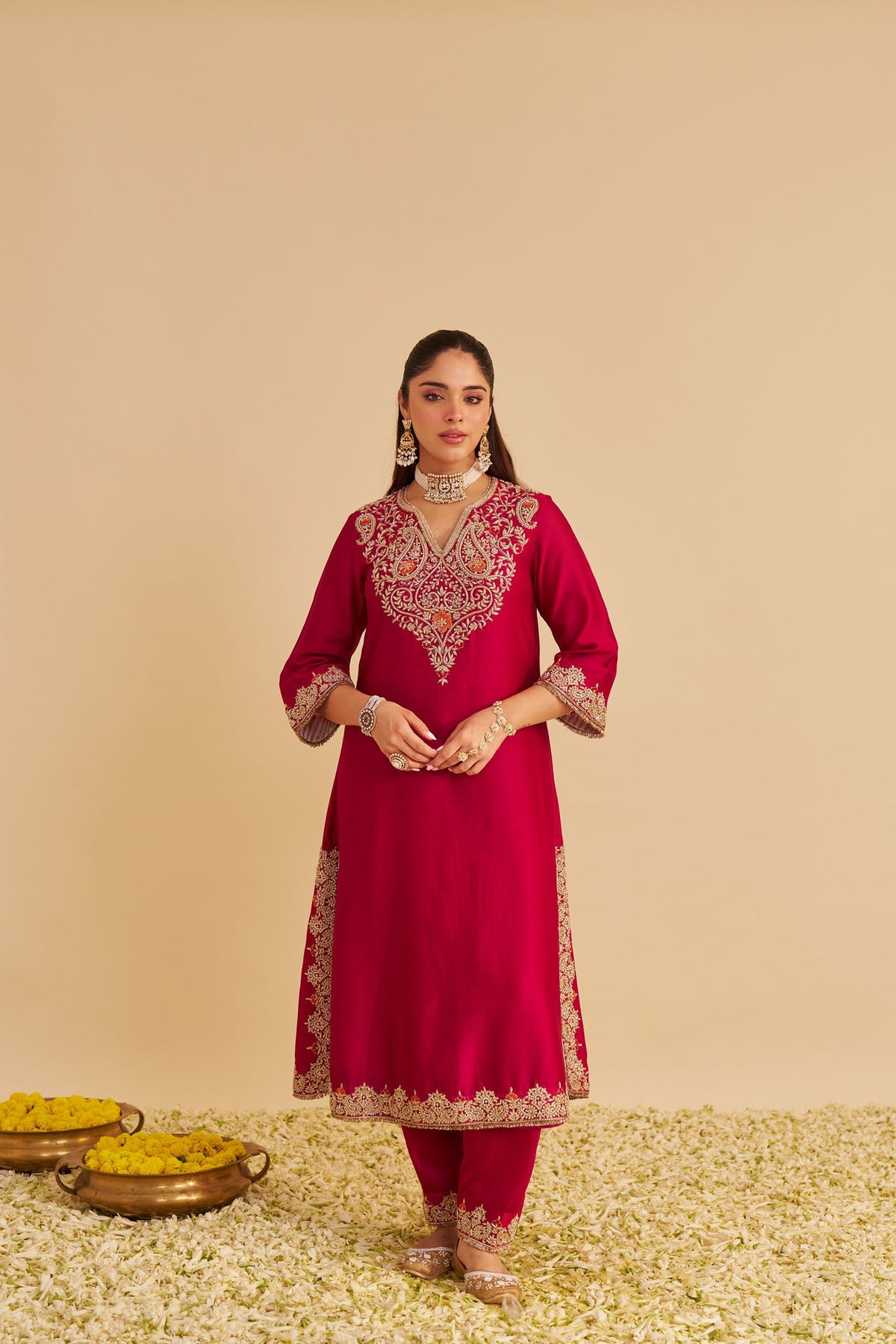 Areefa - Dabka Zardozi Embroidered Rich Banarasi Rani Hotpink Suit & Salwar (LXRTS)