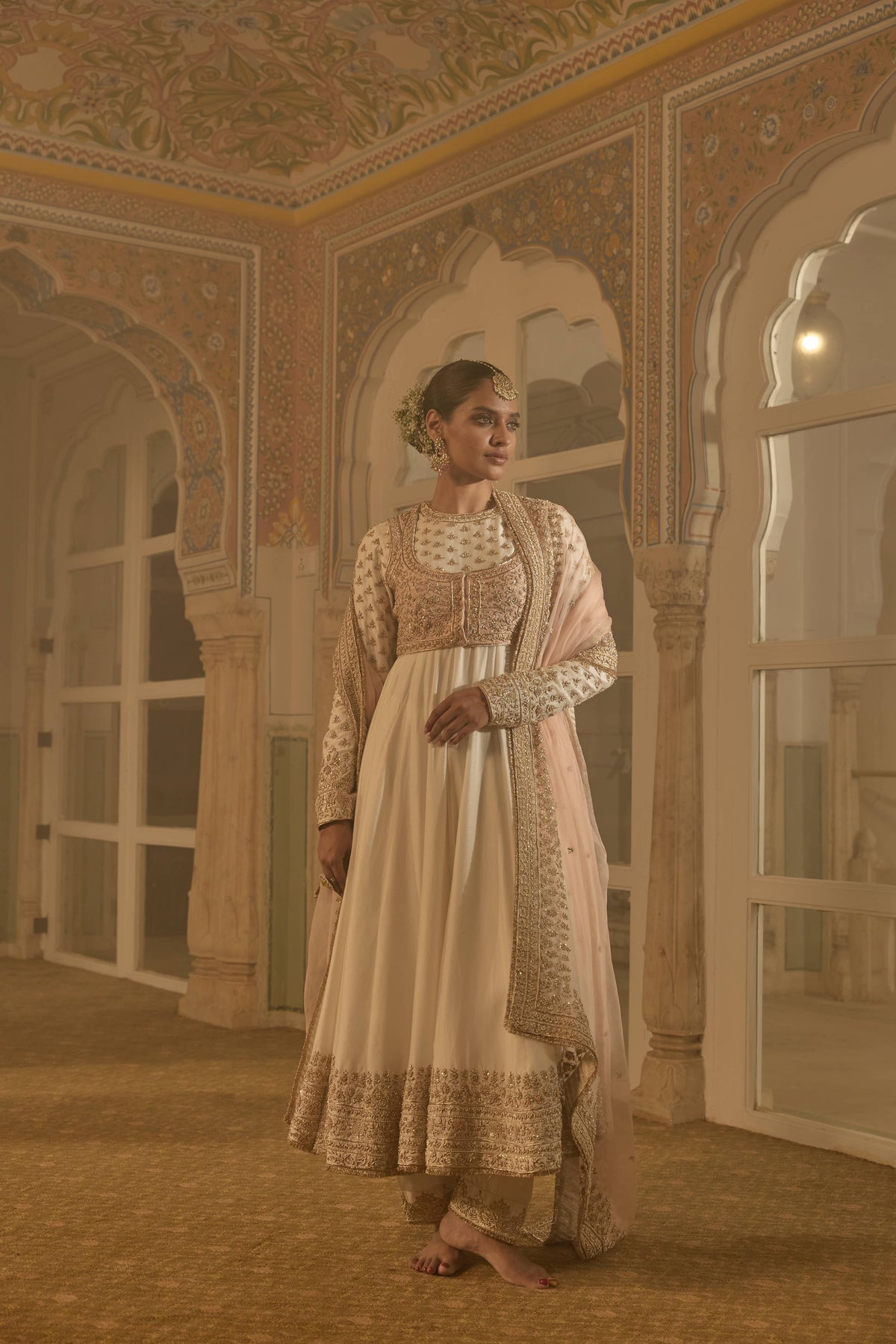Shivangi Joshi In Noor - Dabka Zardozi Embroidered Chanderi Silk Daisy Ivory Anarkali Set