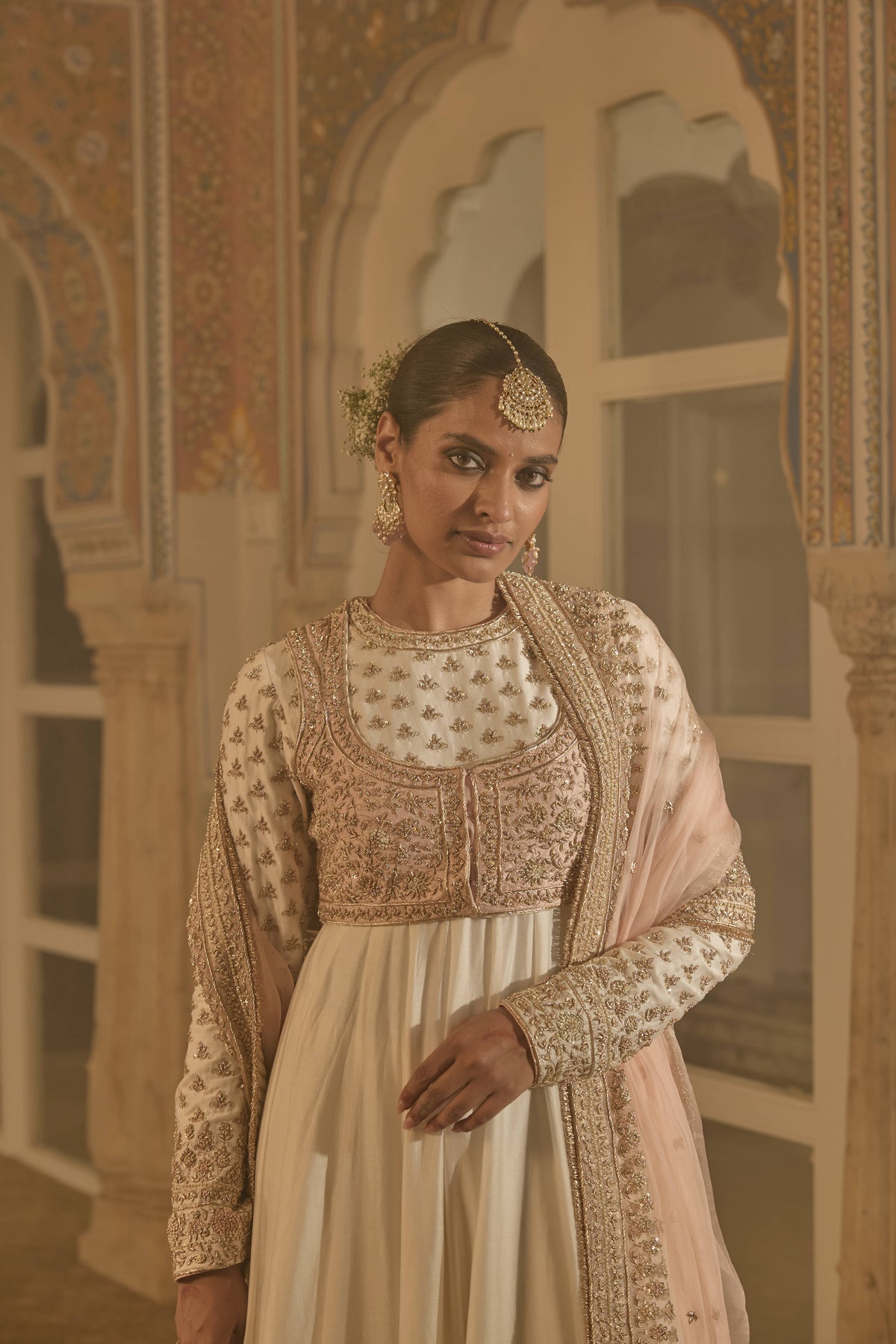 Shivangi Joshi In Noor - Dabka Zardozi Embroidered Chanderi Silk Daisy Ivory Anarkali Set