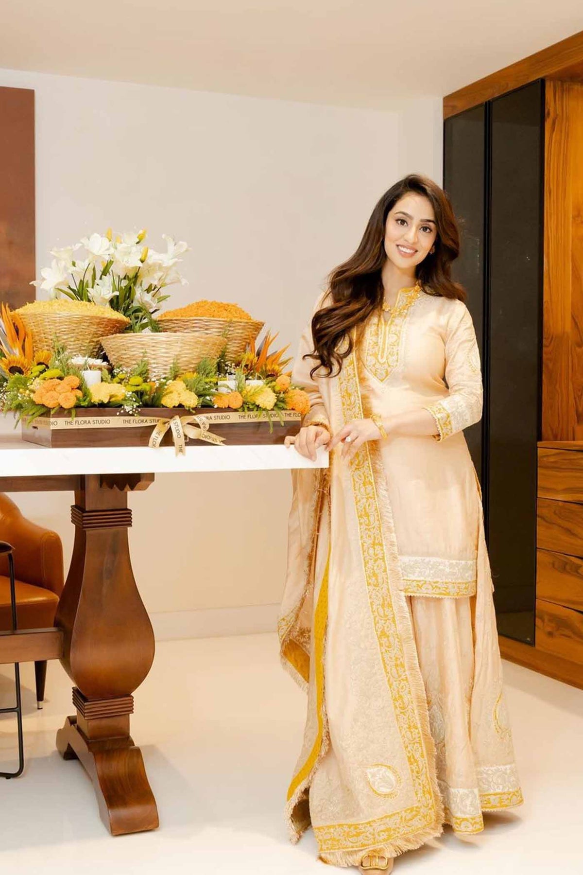 Shabina- Rosepink short kurta with garara and dupatta