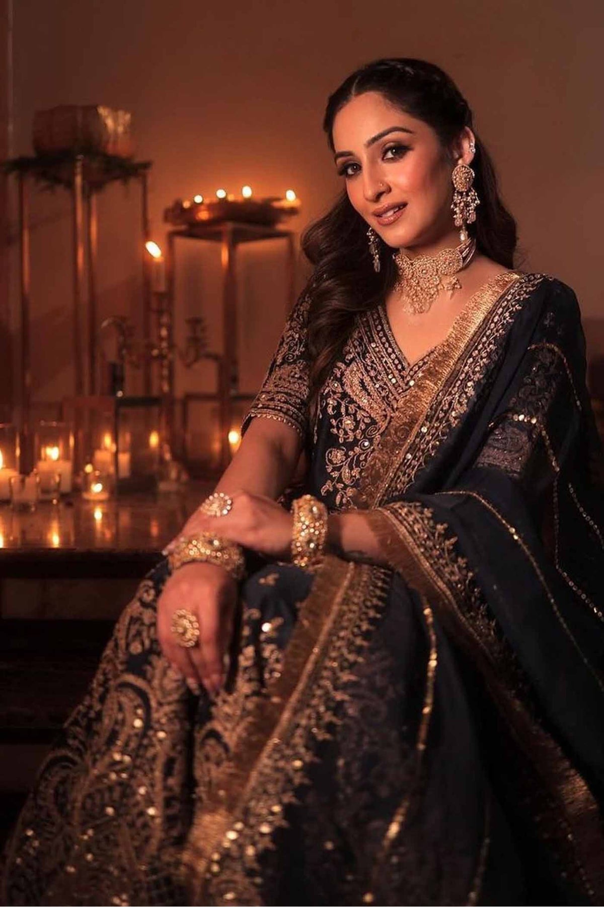 Dipti Dhillon In AAFIYA - DEEP BLUE SHARARA