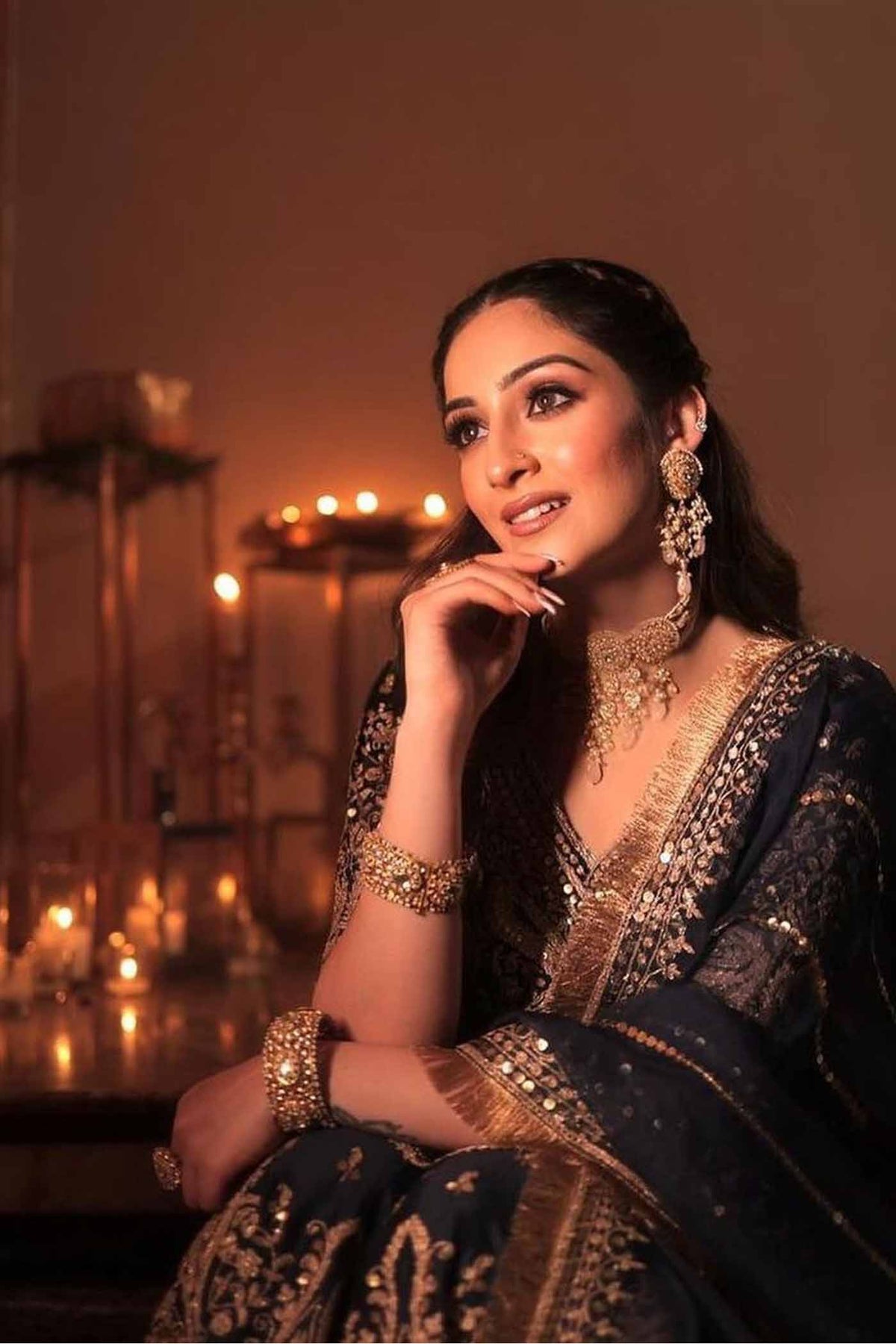 Dipti Dhillon In AAFIYA - DEEP BLUE SHARARA