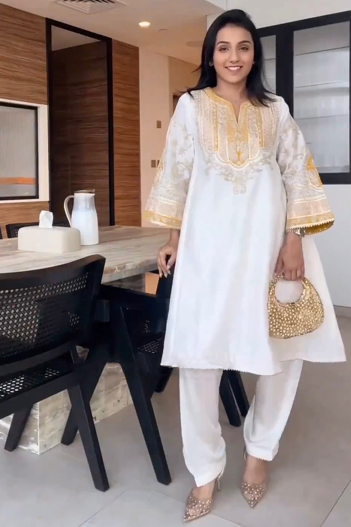 MOHSINA - DAISY IVORY SHORT KALIDAAR CHOGA WITH SALWAR