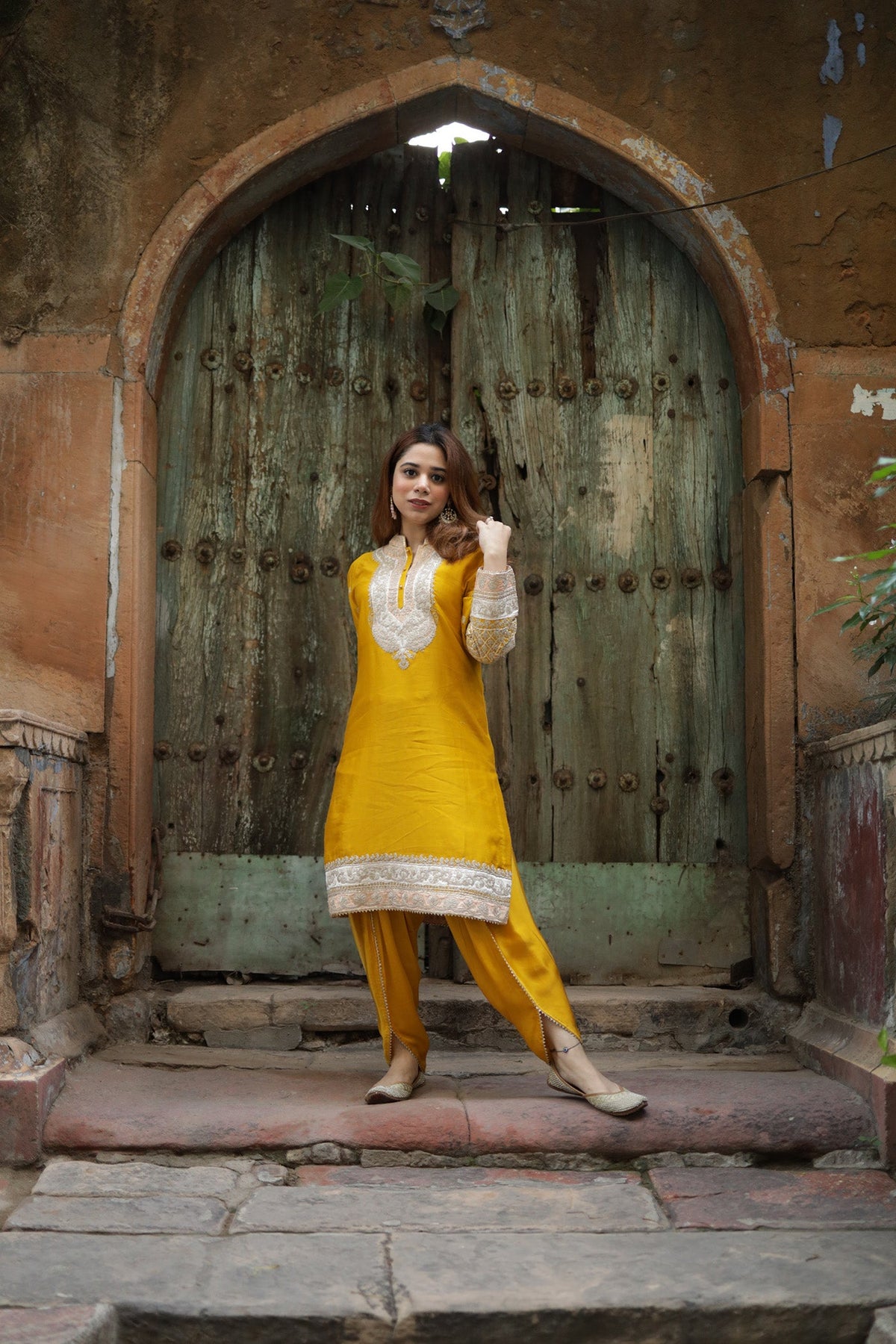 TARINI BHATIA IN MYREEN - Glaze Mustard KURTA WITH DHOTI