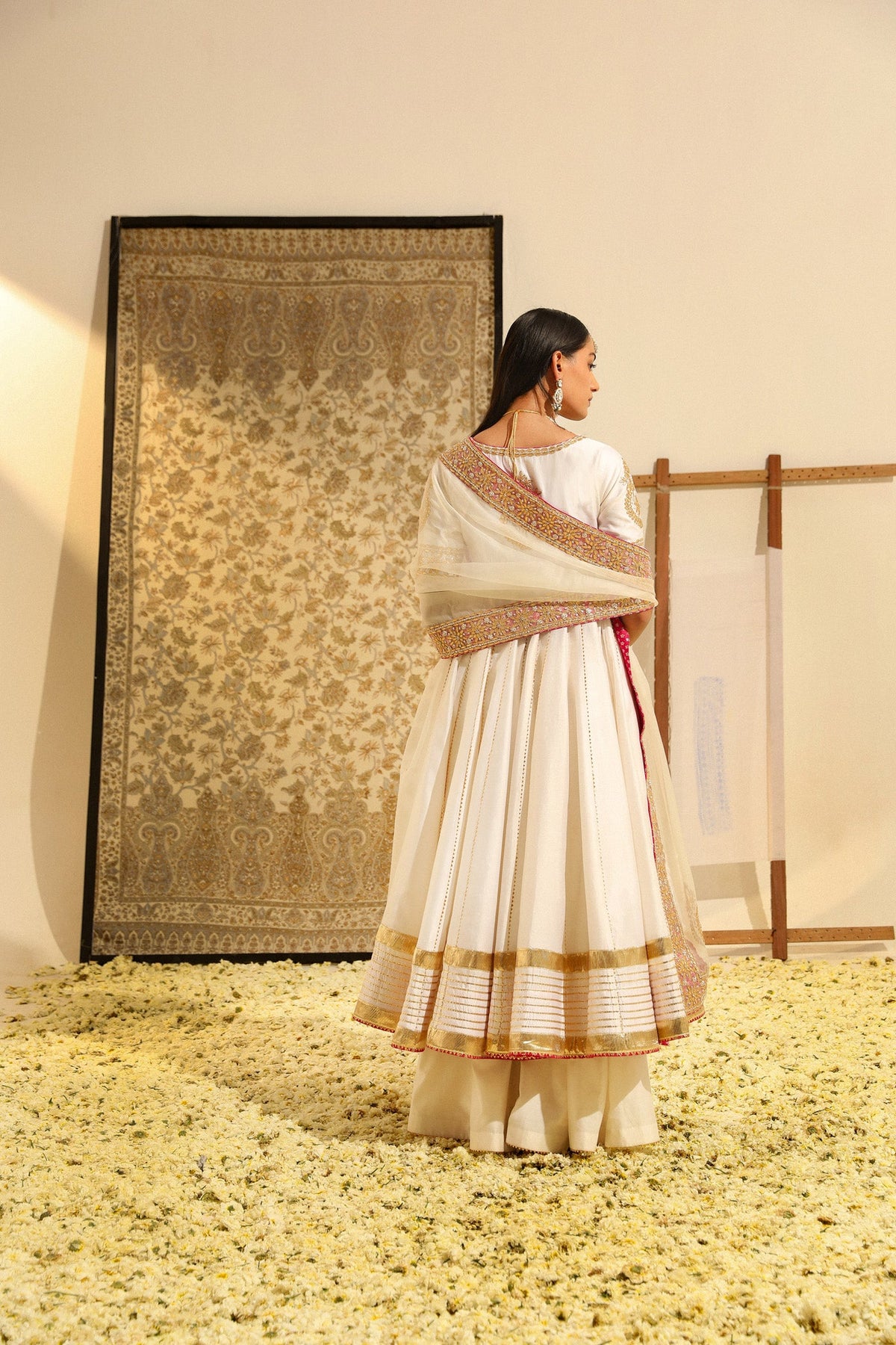 Jasmin Bhasin In Shaiz - Daisy Ivory Hand Embroidered Anarkali with Skirt and Dupatta