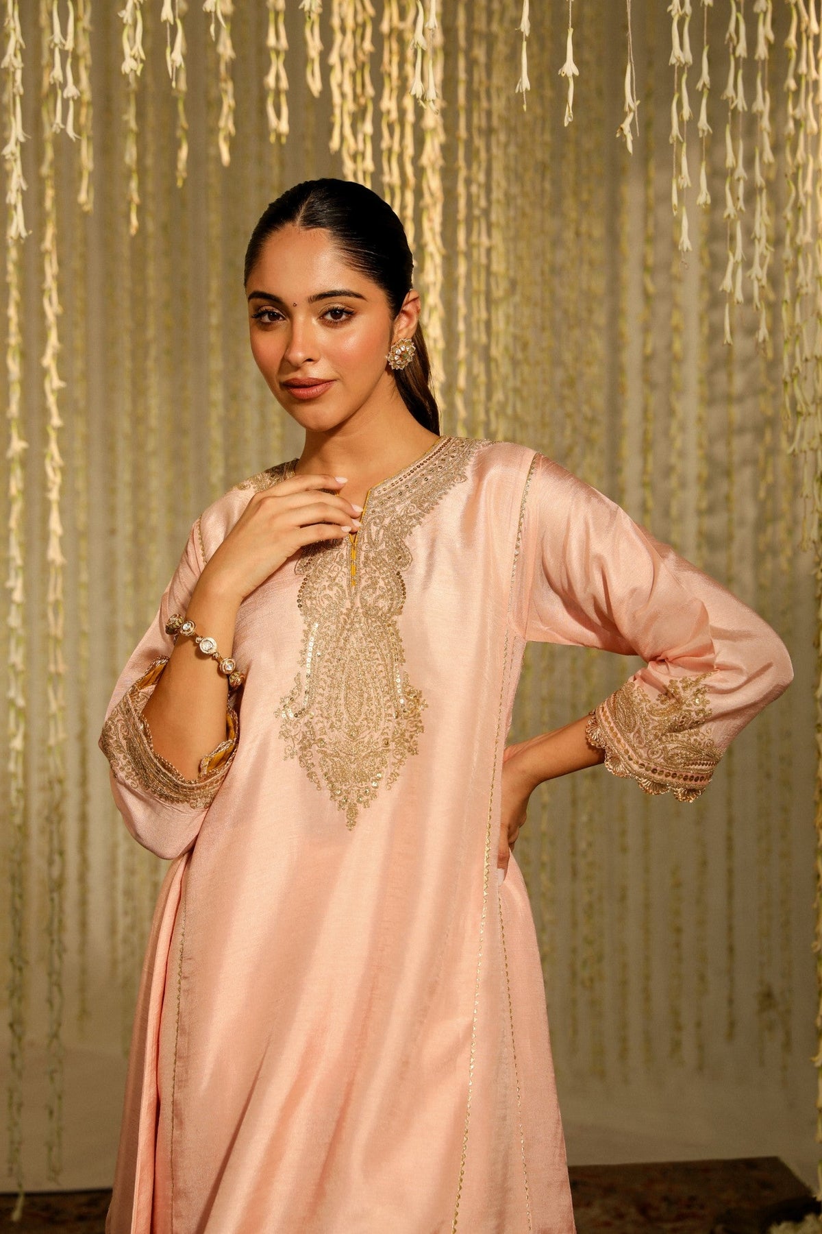 MEHNAAZ - ROSEPINK KALIDAAR SHORT KURTA WITH SALWAR