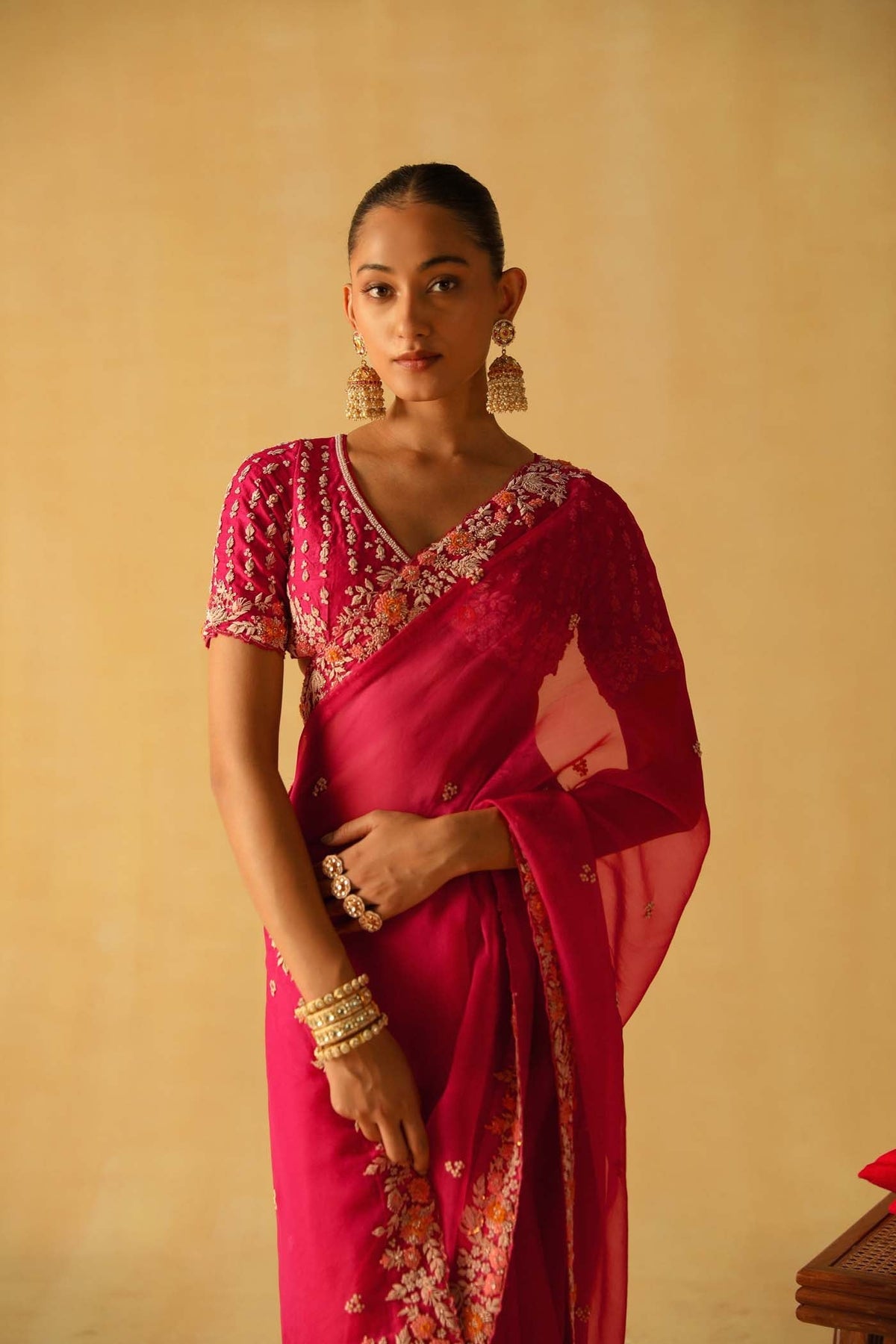 Afsa - Rani Hotpink Saree Set (Lxrts)