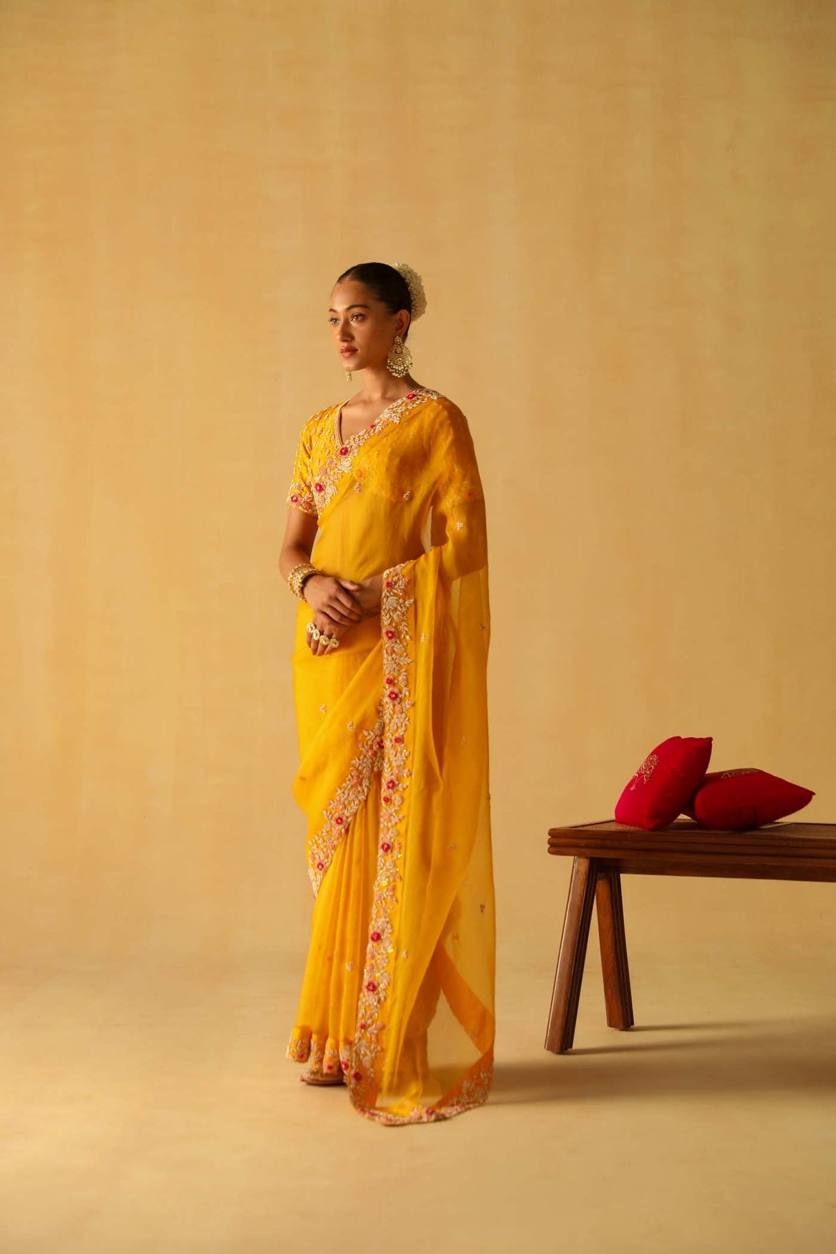 Afsa - Heirloom Mustard Saree Set