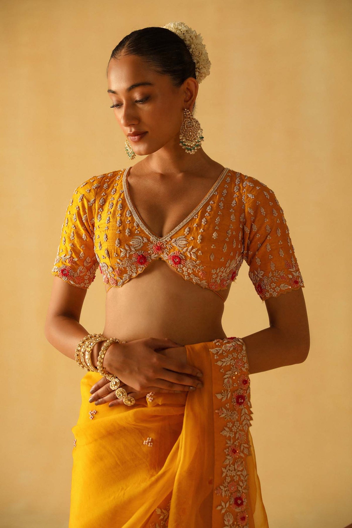 Afsa - Mustard Saree Set (Lxrts)