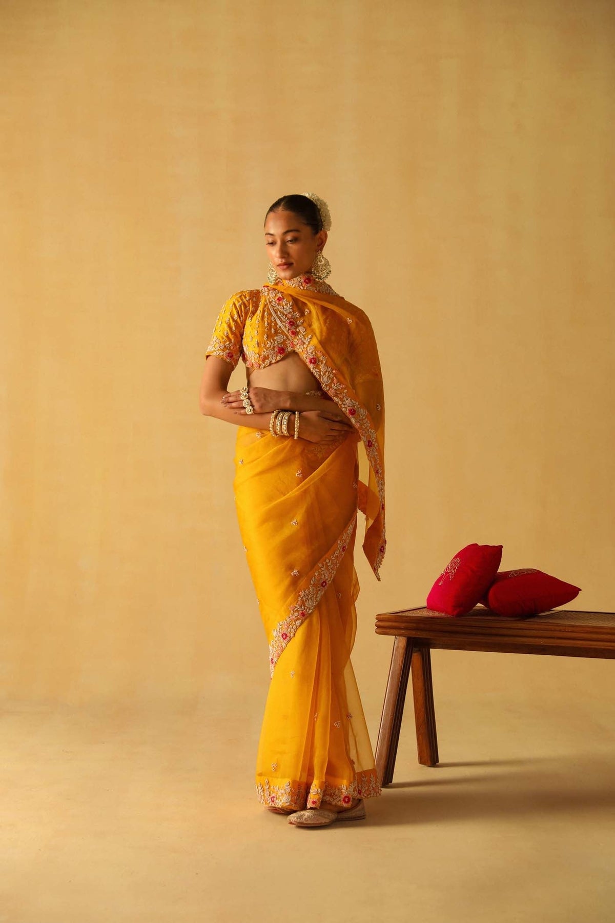 Afsa - Mustard Saree Set (Lxrts)
