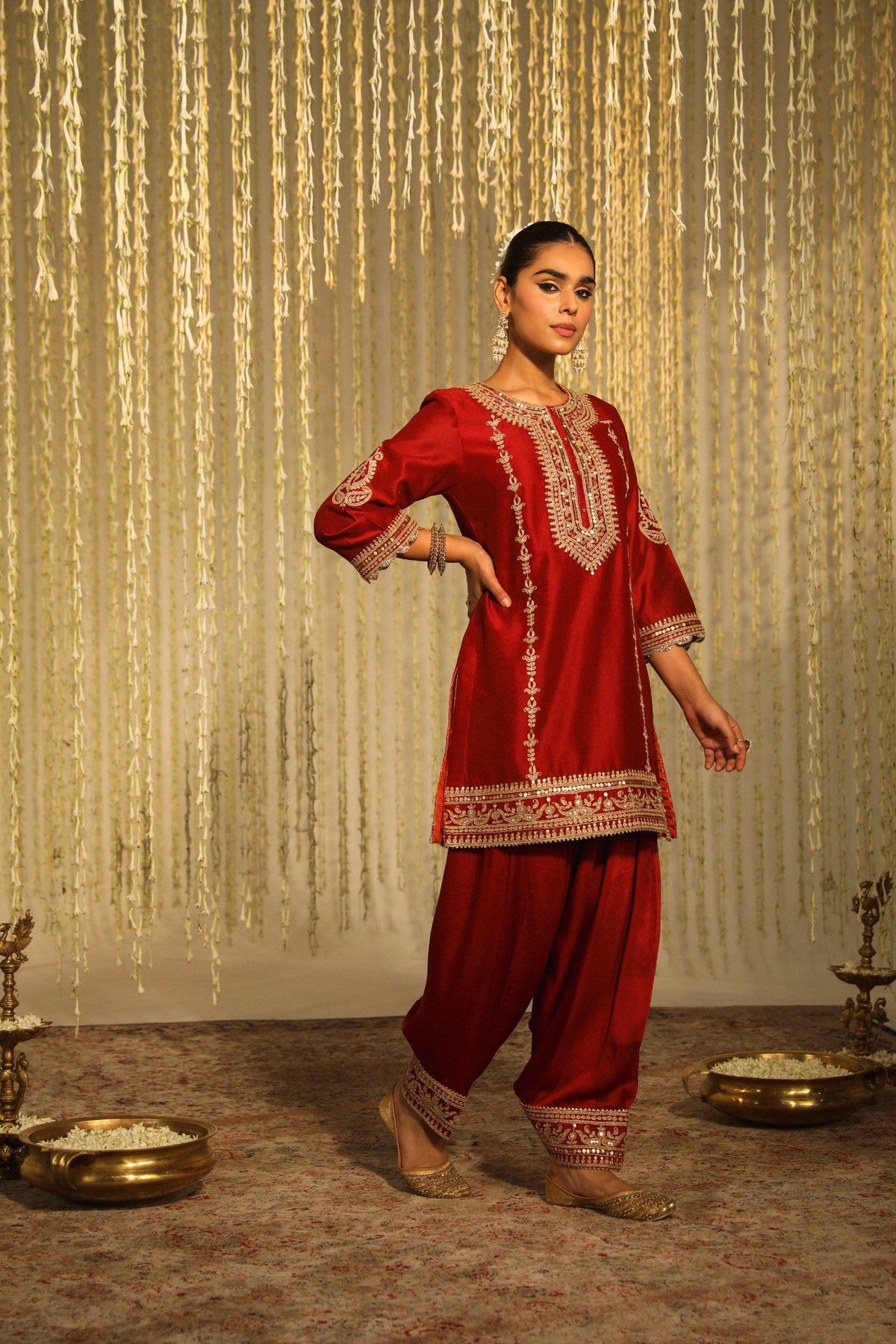 Gouri Grover In MEHAK - DEEP RED SHORT KURTA WITH SALWAR AND DUPATTA