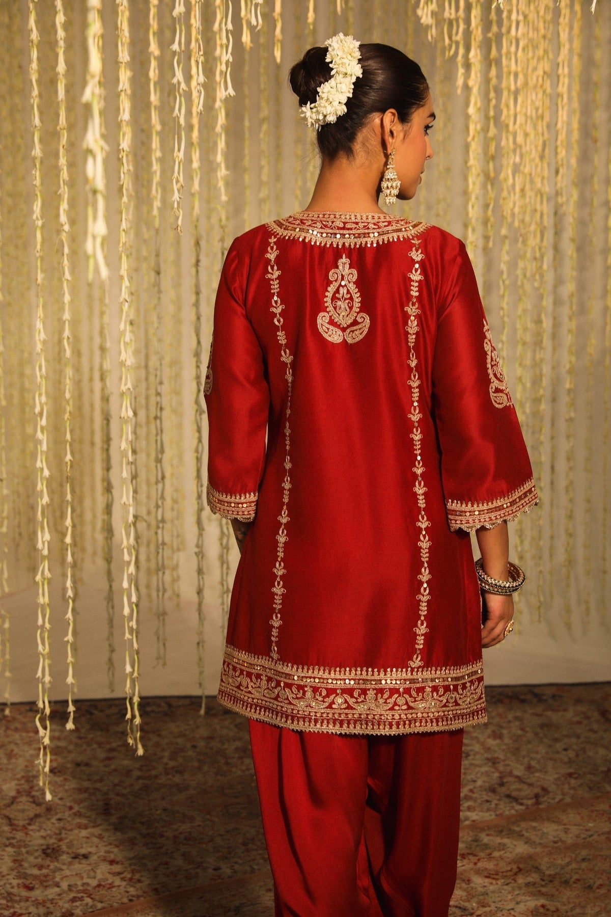 MEHAK - DEEP RED SHORT KURTA WITH SALWAR AND DUPATTA (LXRTS)