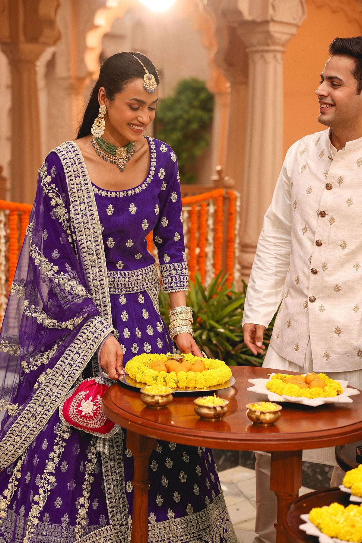 Aasmaa - Purple Lehenga with Choli and Dupatta