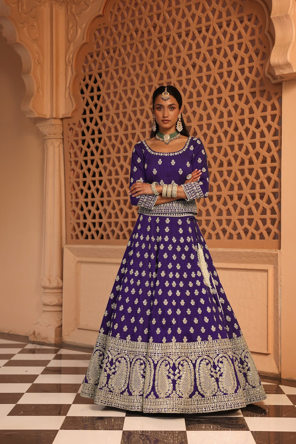 Aasmaa - Purple Lehenga with Choli and Dupatta