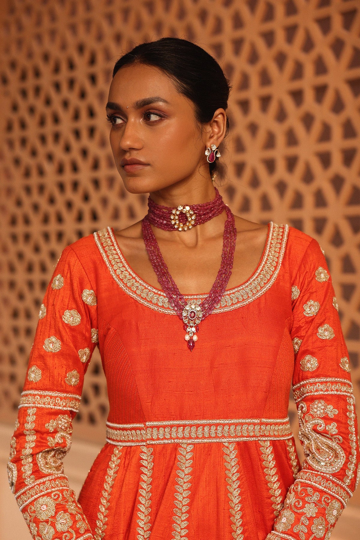 Sara Kukreja In Mariyah - Orange Anarkali with Lehenga and Dupatta