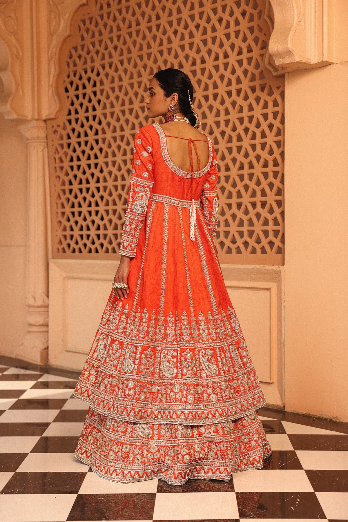 Sara Kukreja In Mariyah - Orange Anarkali with Lehenga and Dupatta