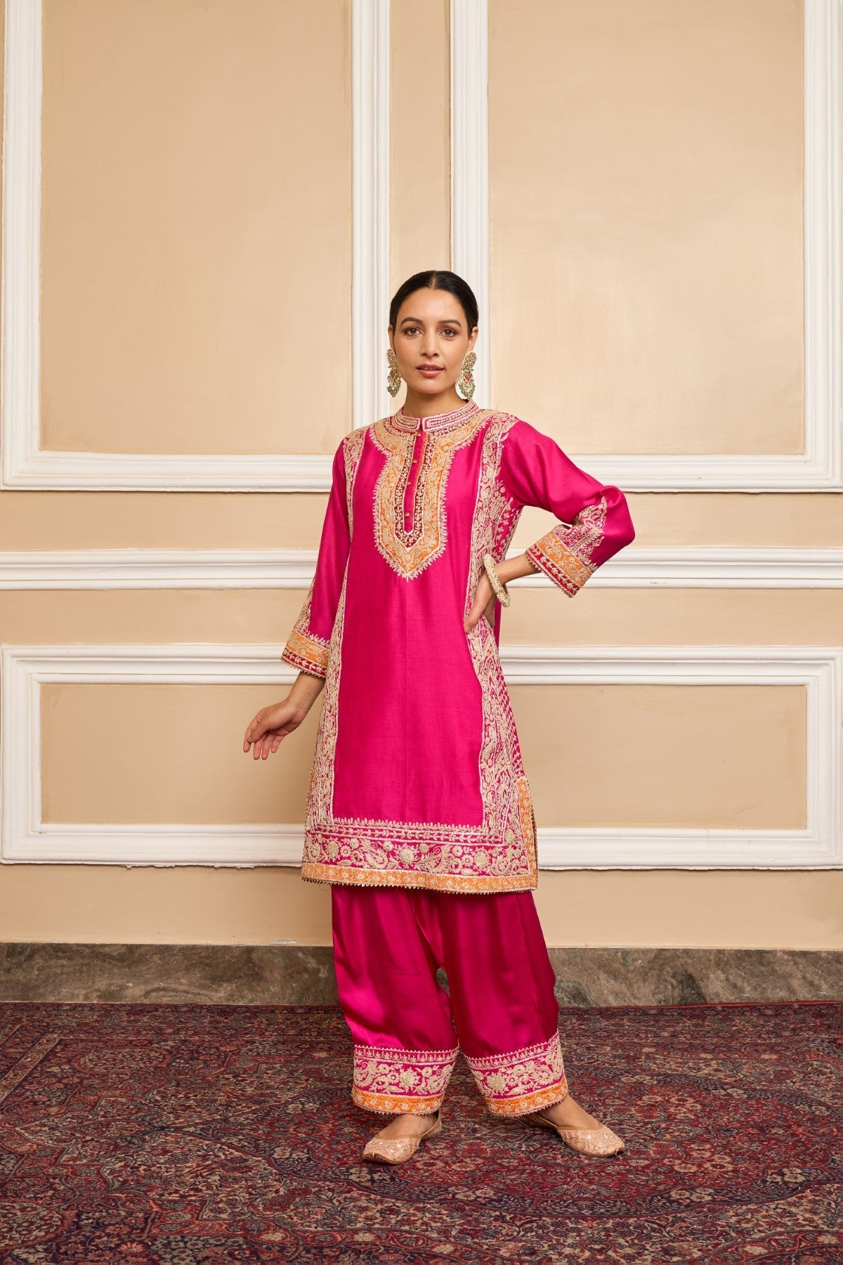 Jannat Khan In NAAYAAB - Rani Hotpink SHORT KURTA WITH SALWAR AND DUPATTA