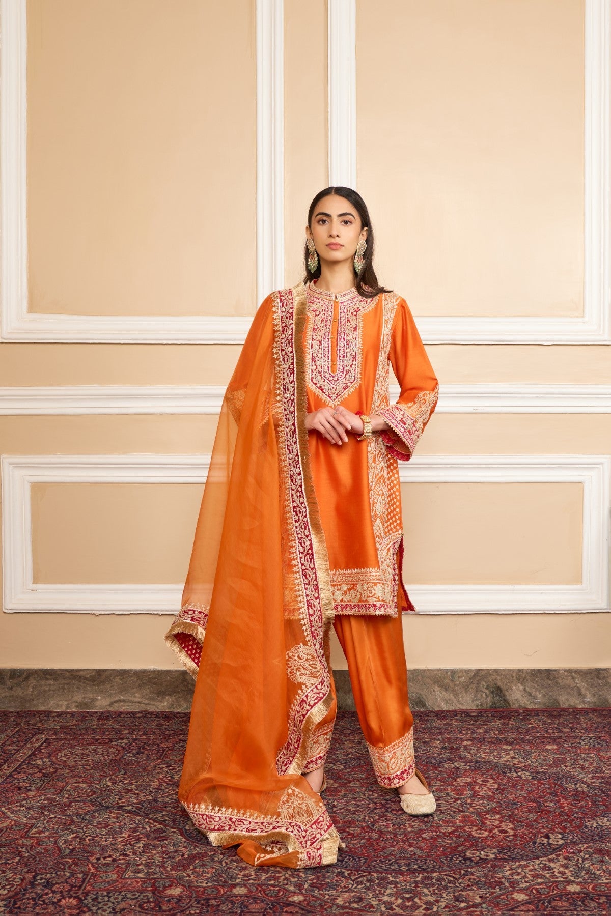 Chandni Girdhar In NAAYAAB - Orange SHORT KURTA WITH SALWAR AND DUPATTA