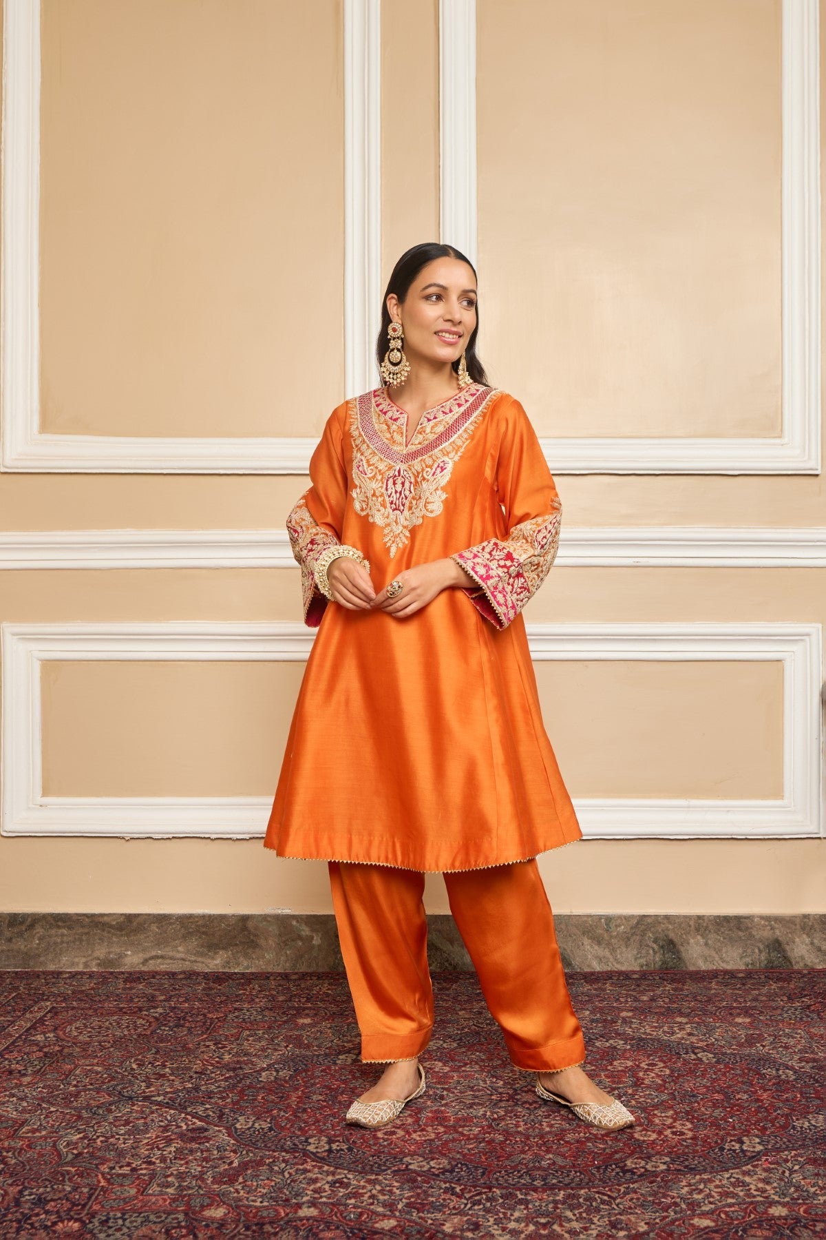 Vriti Malhotra IN MEHRISH - Orange SHORT KALIDAAR CHOGA WITH SALWAR