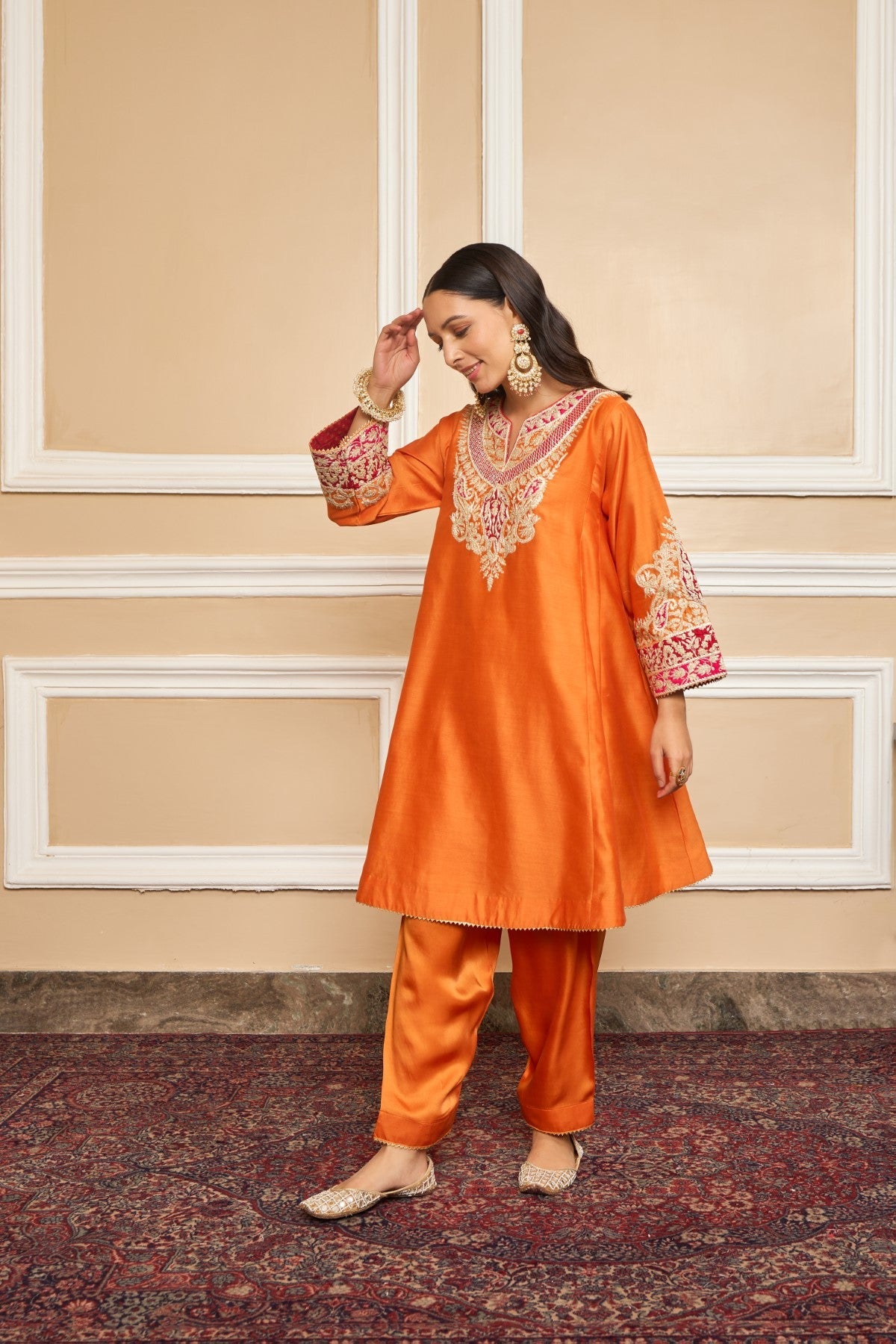 MEHRISH - Orange SHORT KALIDAAR CHOGA WITH SALWAR