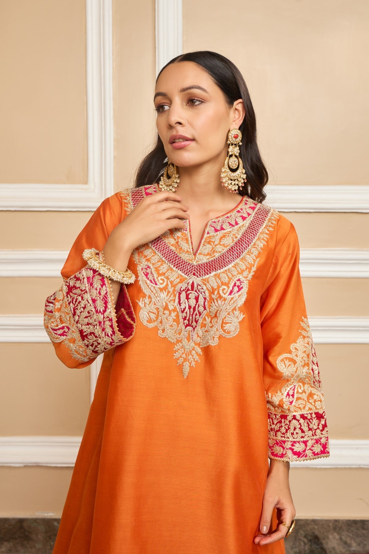 Vriti Malhotra IN MEHRISH - Orange SHORT KALIDAAR CHOGA WITH SALWAR