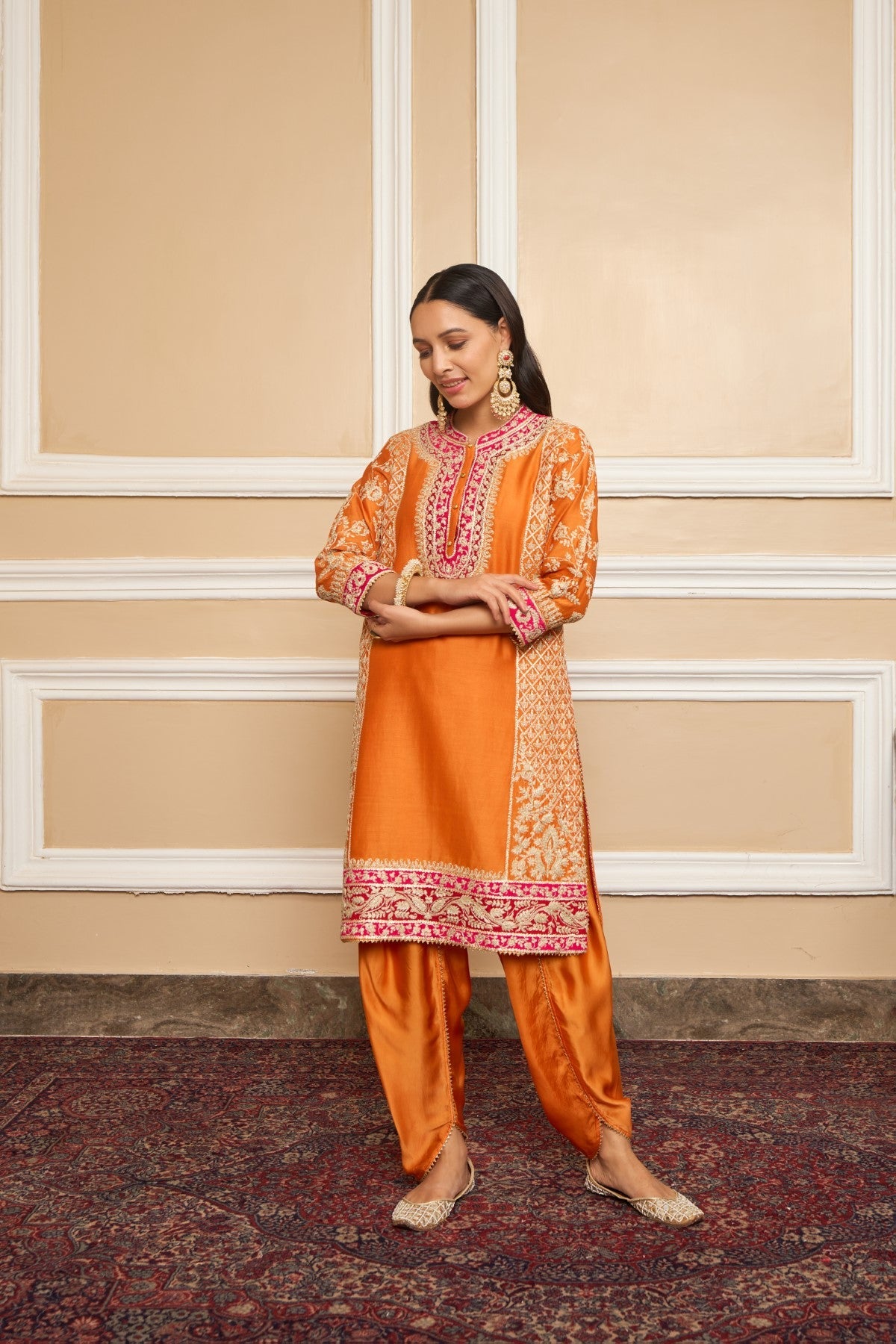 MEHNOOR - Orange KURTA WITH DHOTI