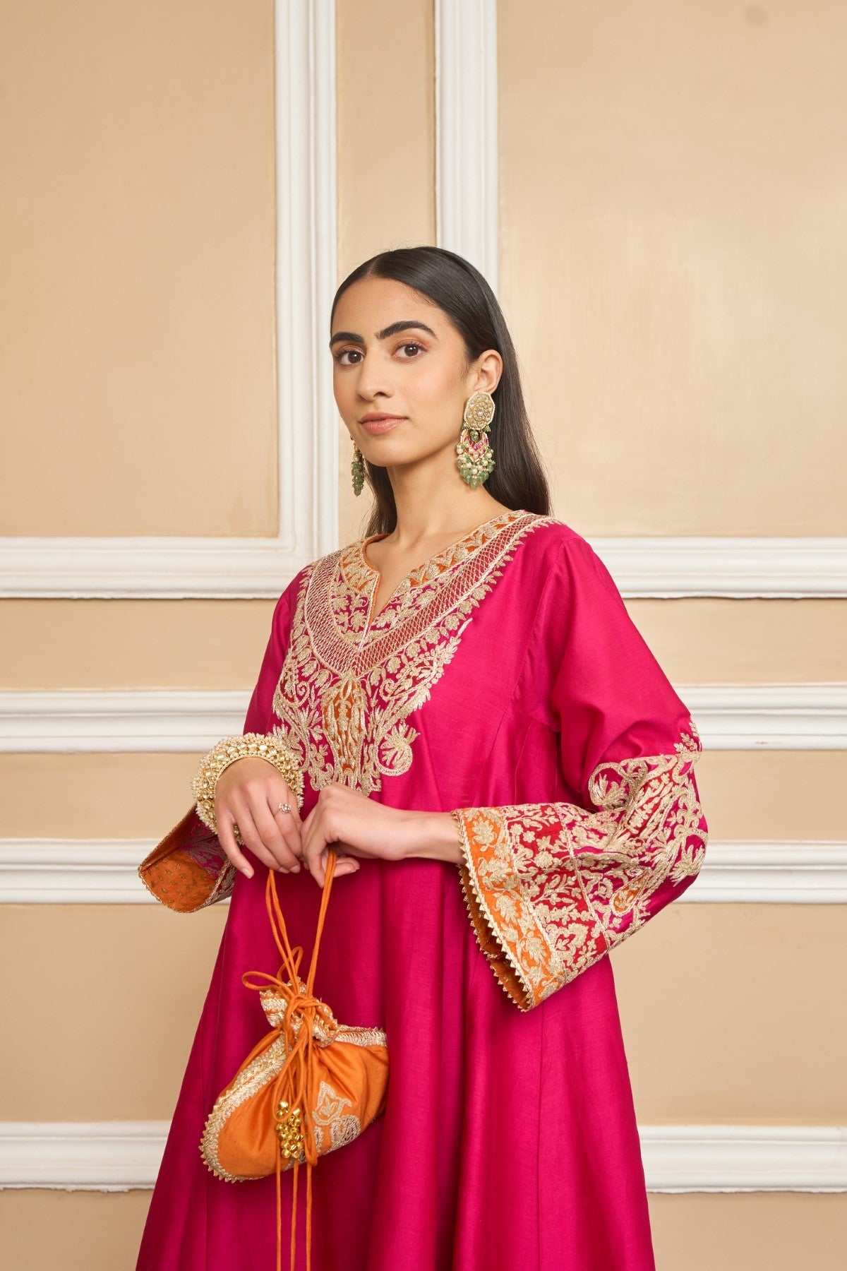 NIKI MEHRA IN MEHRISH - Rani Hotpink SHORT KALIDAAR CHOGA WITH SALWAR