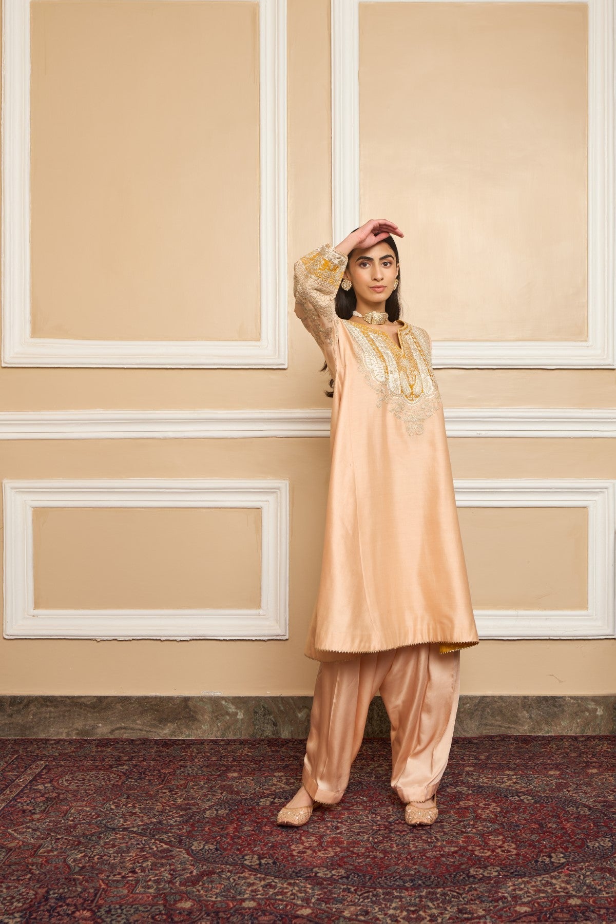 Aakriti Ahuja In MOHSINA - ROSE PINK SHORT KALIDAAR CHOGA WITH SALWAR
