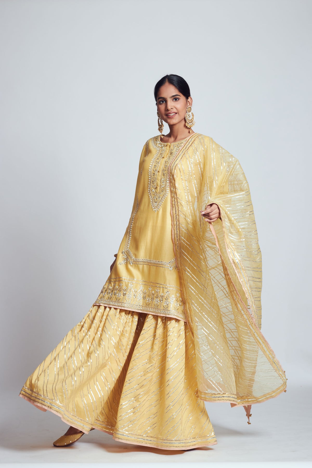 Rizwanaa- Happy yellow chanderi silk ensemble