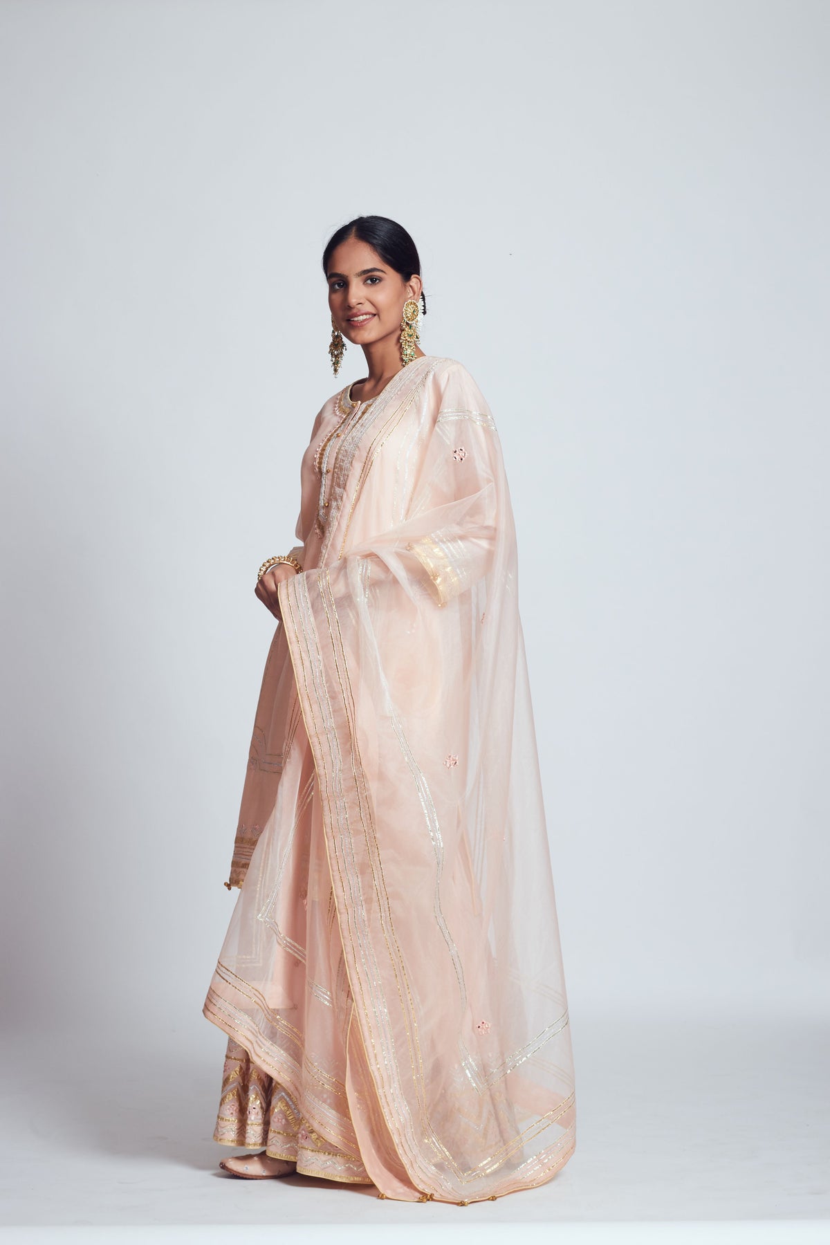 Rukshana- Blush rose pink chanderi silk ensemble