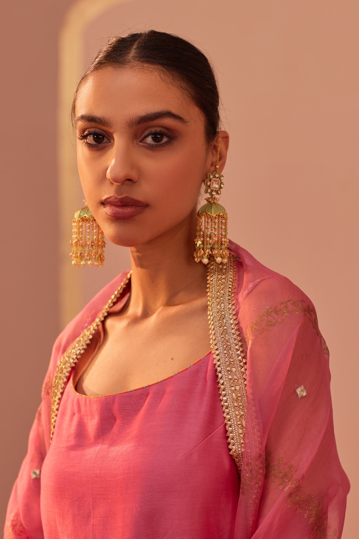 Yasmin - Daisy Ivory Flamingo Pink Kurta Garara Set